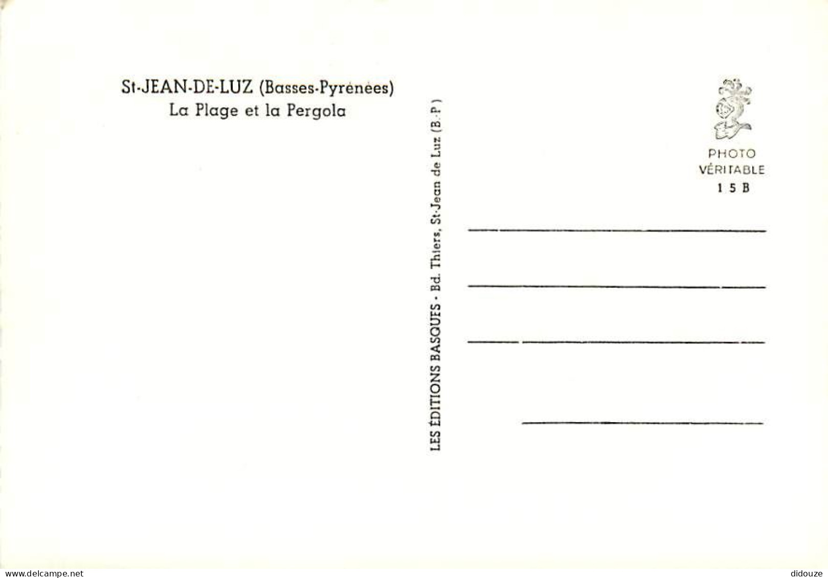 64 - Saint Jean De Luz - La Plage Et La Pergola - Scènes De Plage - Mention Photographie Véritable - Animée - CPSM Grand - Saint Jean De Luz