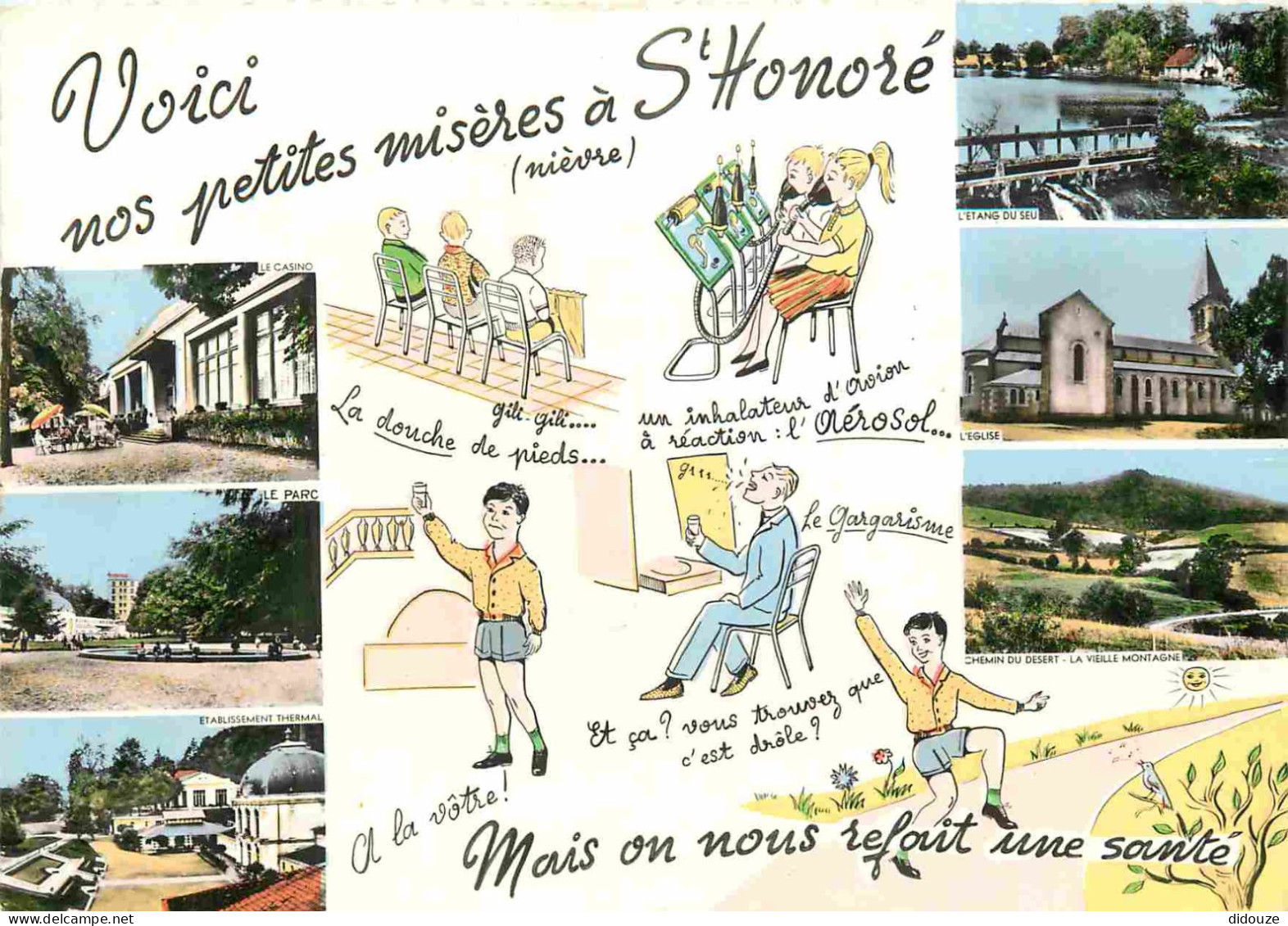 58 - Saint Honoré Les Bains - Multivues - Illustration Cure Thermale - Mention Photographie Véritable - Carte Dentelée - - Saint-Honoré-les-Bains