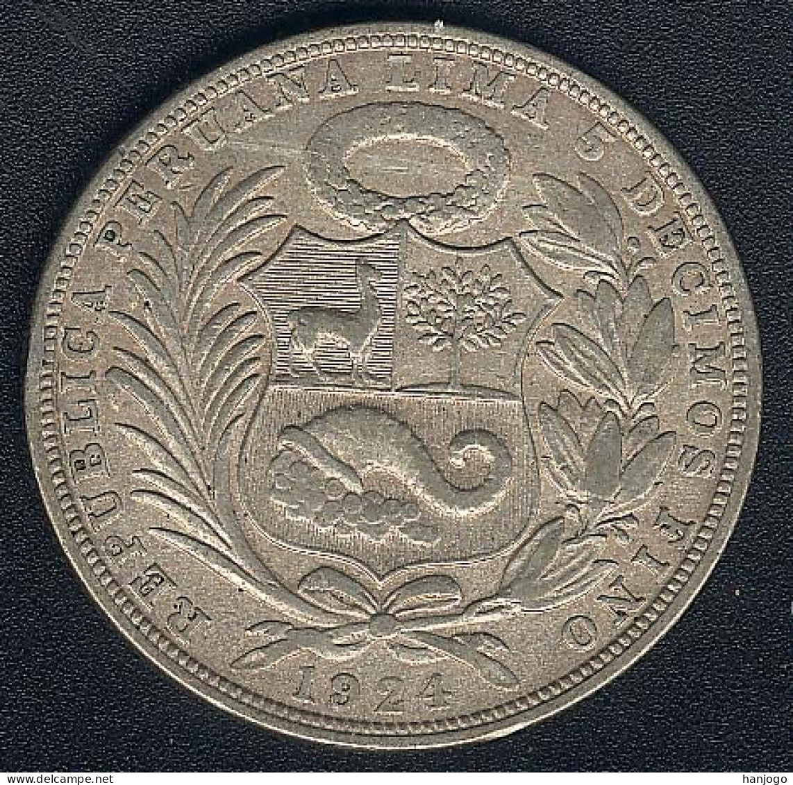 Peru, 1 Sol 1924, Silber, KM 318.1 - Pérou