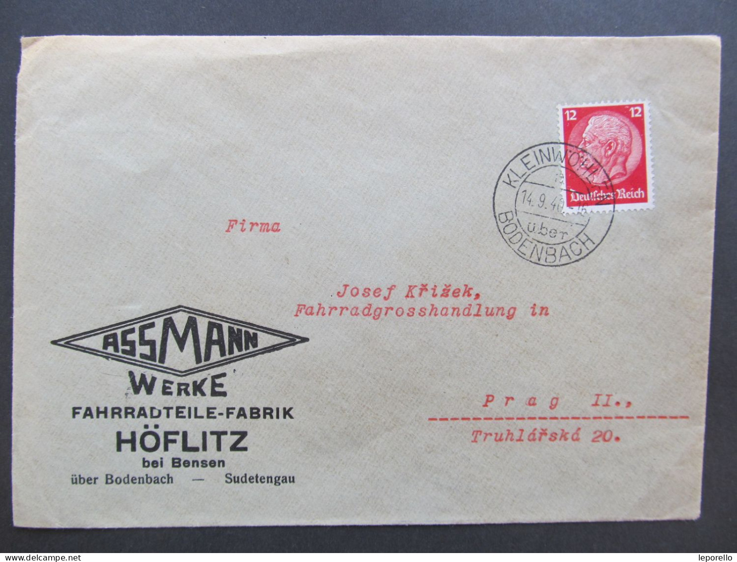 BRIEF Kleinwöhlen Höflitz Bensen Malá Veleň Jedlka Bodenbach 1940/ P8580 - Sudetenland