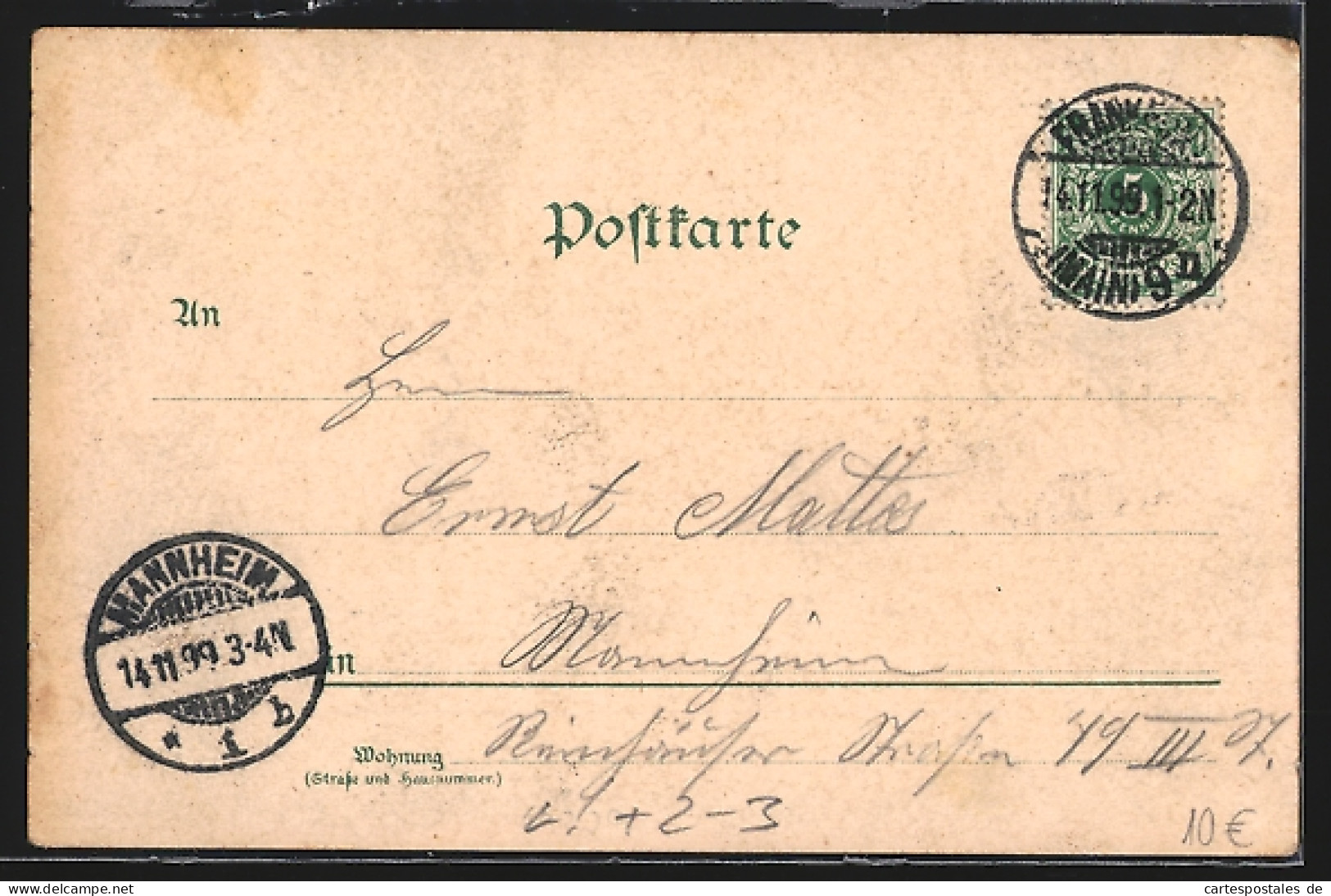 Lithographie Frankfurt, Feine Dame Mit Hut Wirft Einen Brief In Den Briefkasten, Hauptpostamt, Hauptbahnhof, Eisenbahn  - Postal Services