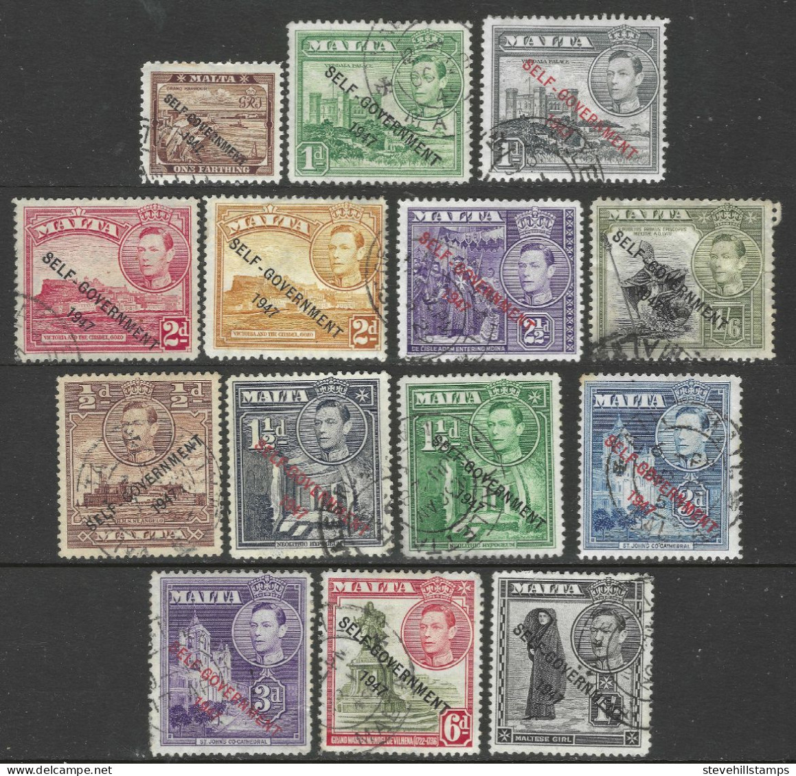 Malta. 1948-53 Self Government. 14 Used Values To 2/6. SG 235etc. M4126 - Malta