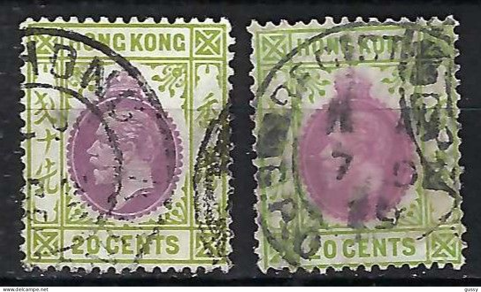 HONG KONG Ca.1912-33: 2x Le 20c Obl., 2 Nuances - Gebraucht