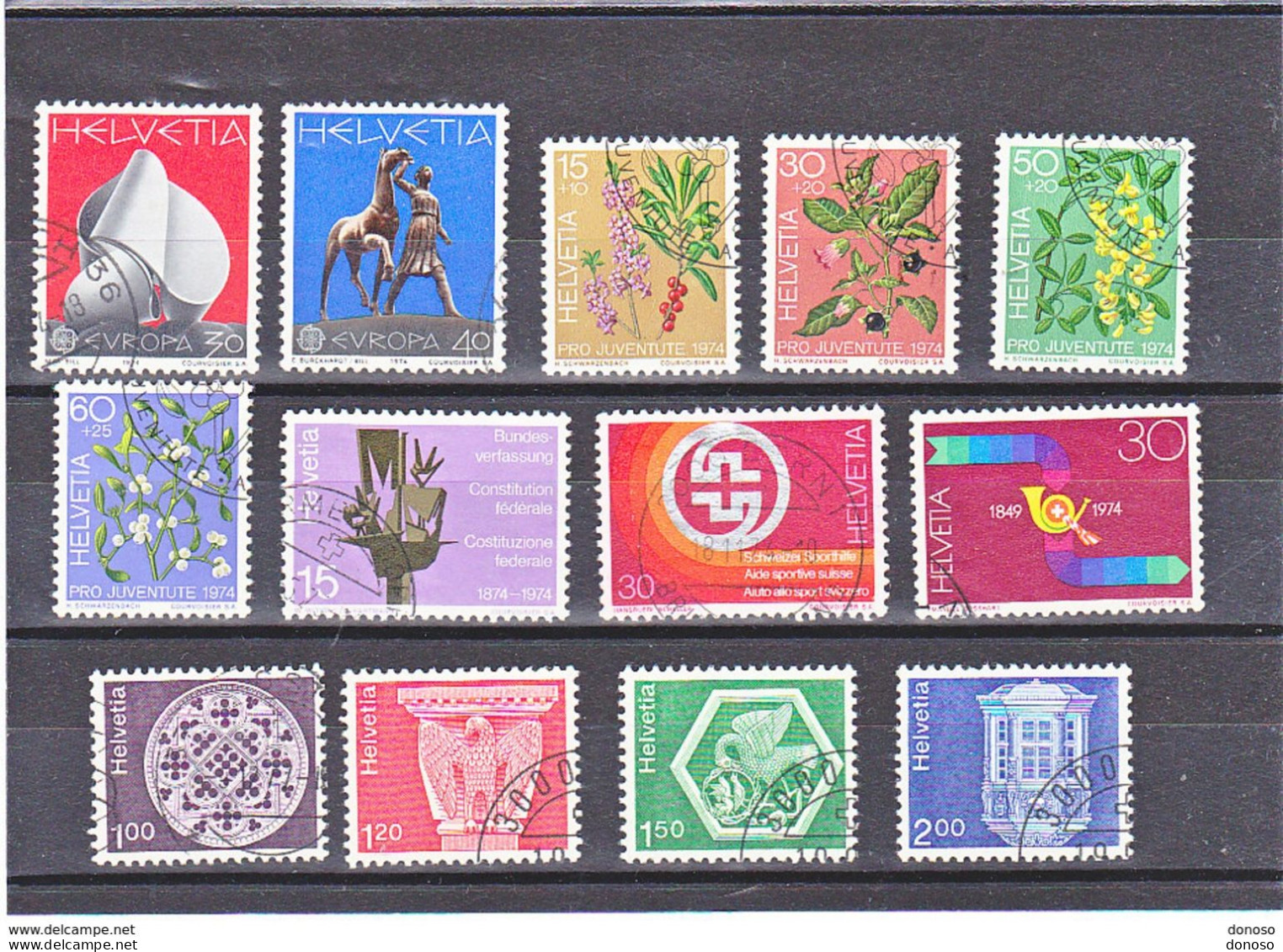 SUISSE 1974 Yvert 954-955 + 965-967 + 968-971 + 972-975 Oblitérés, Cote : 5,95 Euros - Oblitérés