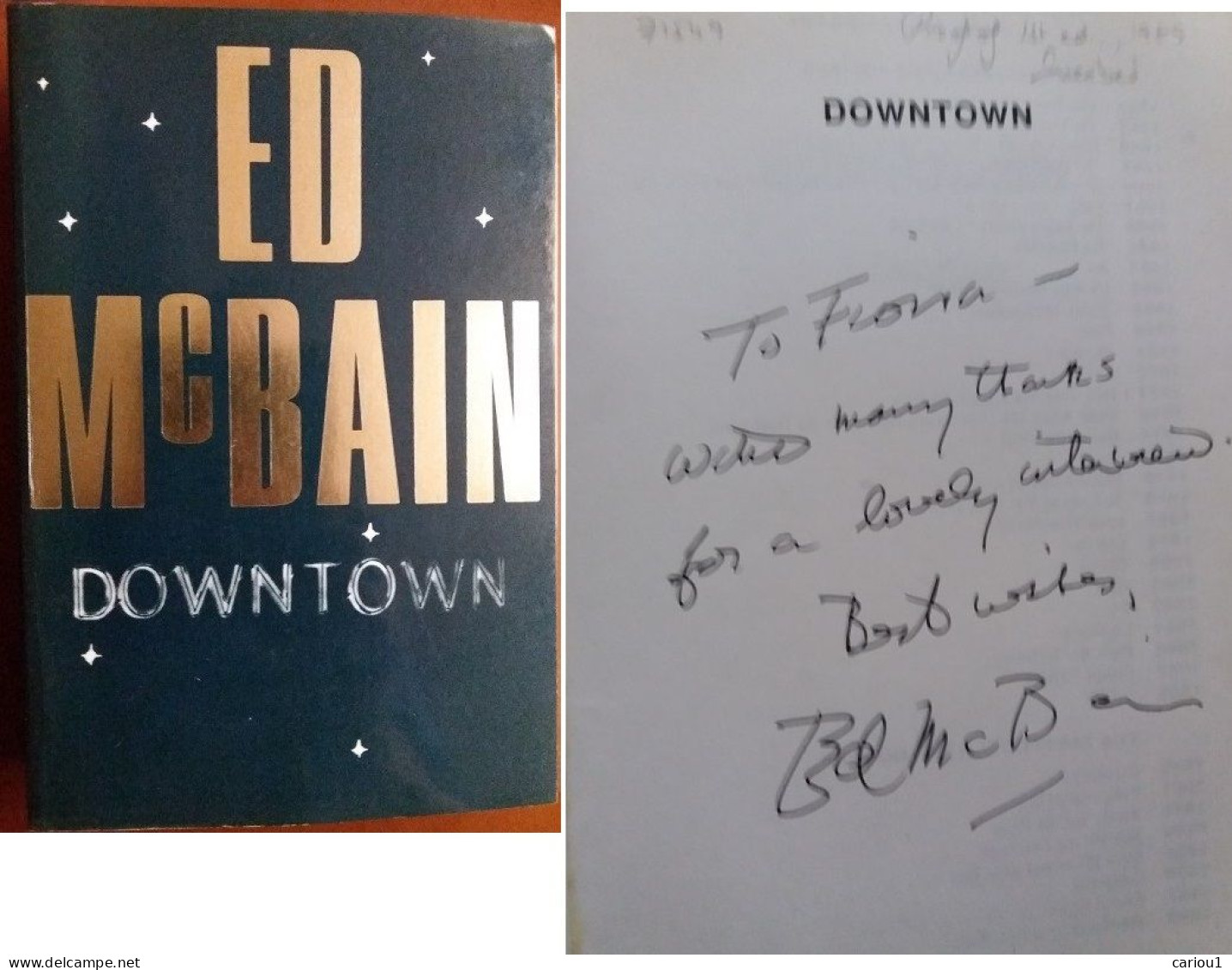 C1 Ed McBAIN - DOWNTOWN Uncorrected Proof EO 1989 Dedicace SIGNED Envoi PORT INCLUS France - Polars