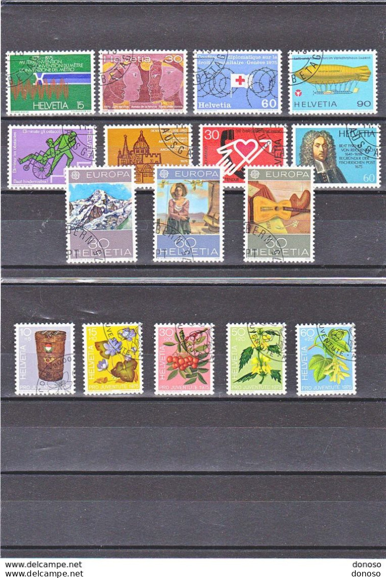 SUISSE 1975 Yvert 976-979 + 980-982 + 987-990 + 994-998 Oblitérés, Cote : 9,30 Euros - Oblitérés