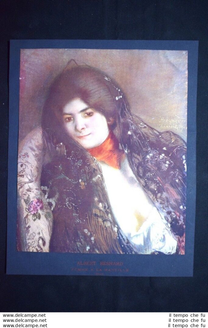 Donna Con La Mantella, Di Albert Besnard Stampa Del 1906 - Otros & Sin Clasificación