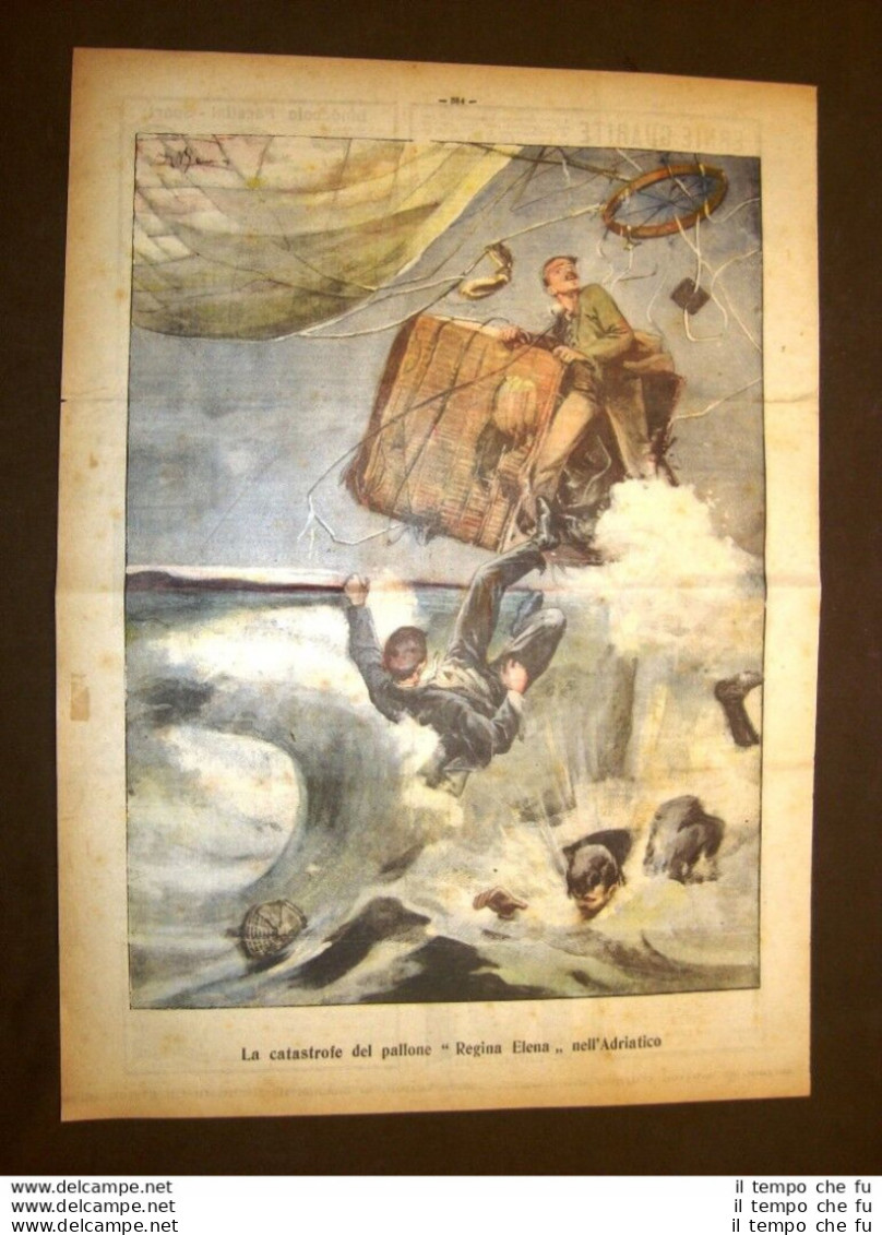 Retrocopertina Tribuna Illustrata 1906 Adriatico Catastrofe Pallone Regina Elena - Sonstige & Ohne Zuordnung