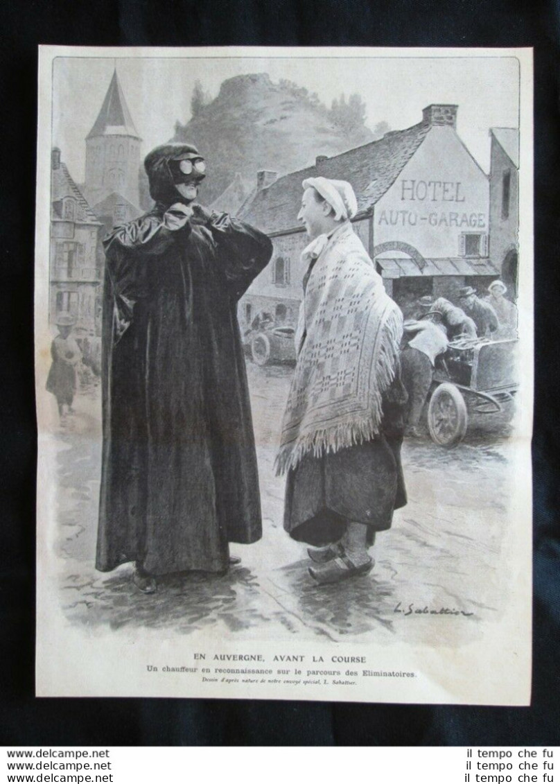 In Alvernia (Francia), Prima Della Corsa: Pilota In Ricognizione Stampa Del 1905 - Sonstige & Ohne Zuordnung