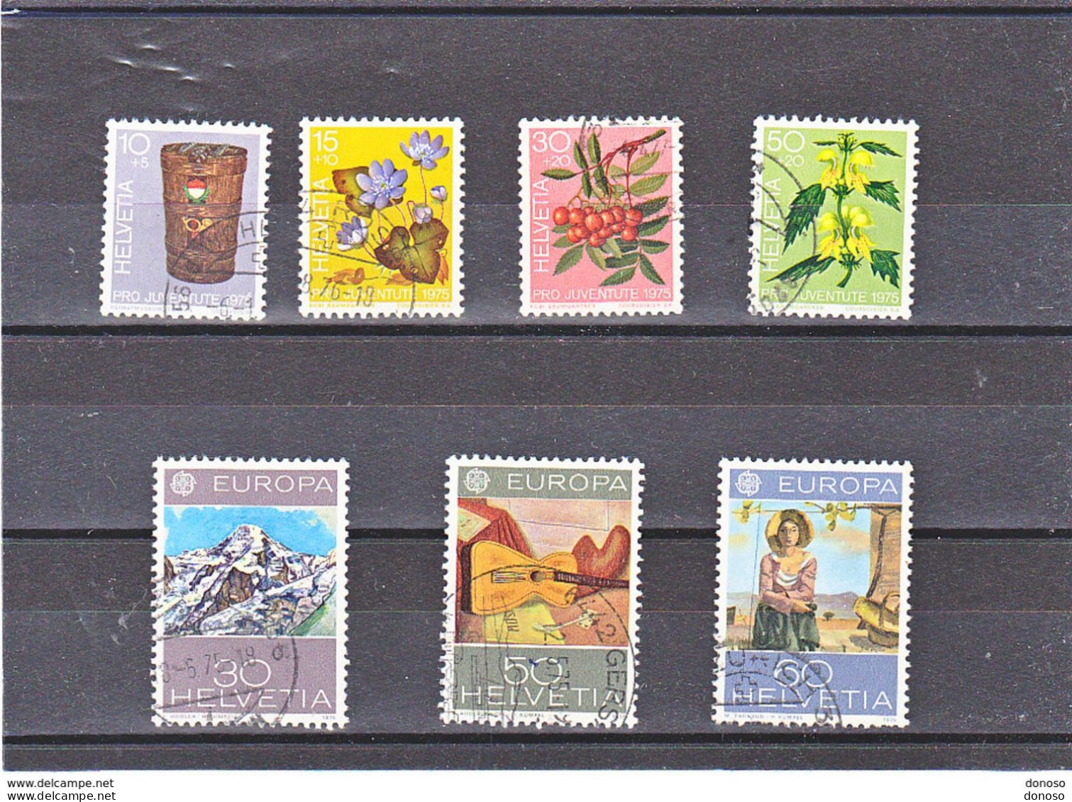 SUISSE 1975 EUROPA FLEURS Yvert 980-982 + 994-998 Oblitérés, Cote : 4,80 Euros - Usati