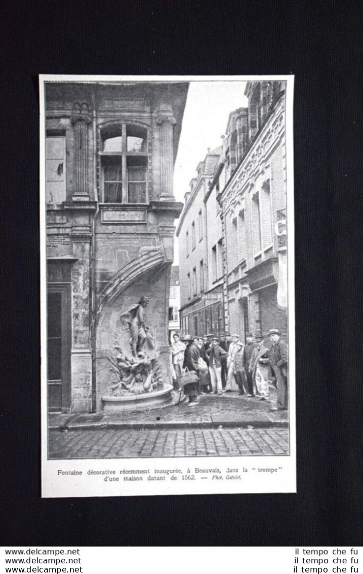 Fontana Decorativa Recentemente Inaugurata A Beauvais,in Francia Stampa Del 1906 - Altri & Non Classificati