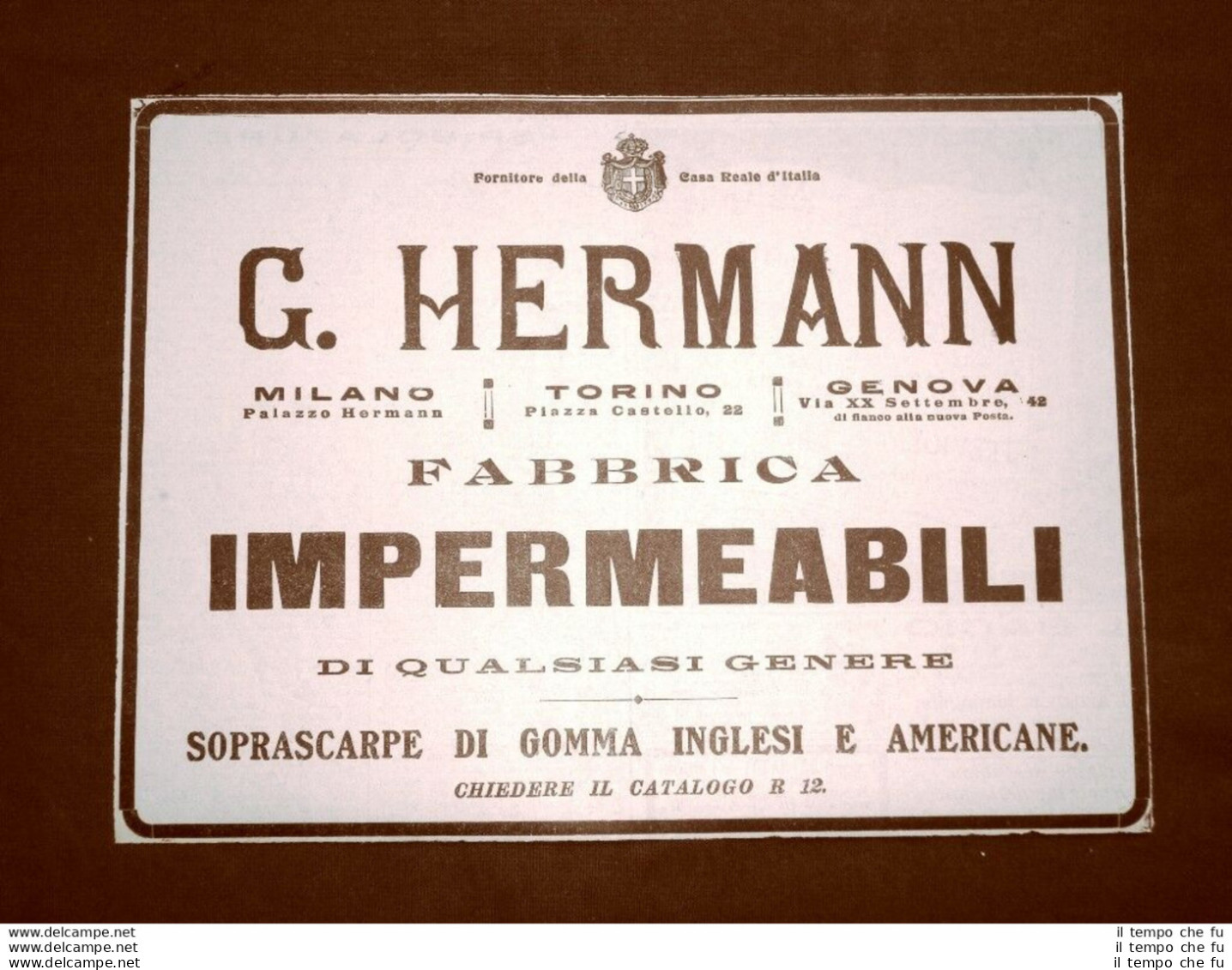 Pubblicità Del 1914 Fabbrica D'impermeabili G.Hermann Milano - Genova - Torino - Altri & Non Classificati