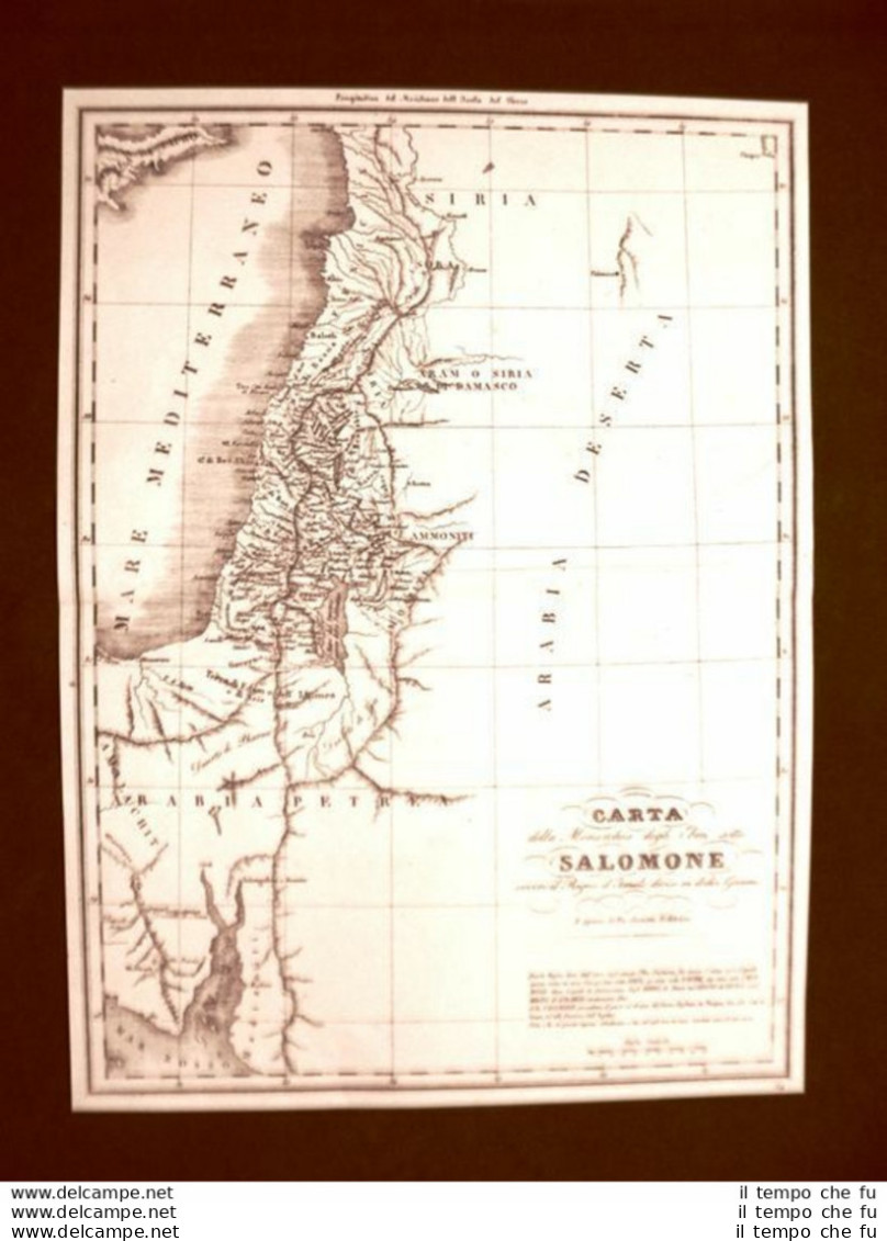 Carta Geografica O Mappa Del 1832 Monarchia Degli Ebrei Salomone Israele Fremin - Cartes Géographiques