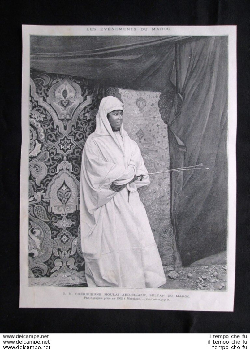 Sua Maestà Chérifienne Moulai Abd-el-Aziz, Sultano Del Marocco Stampa Del 1903 - Other & Unclassified