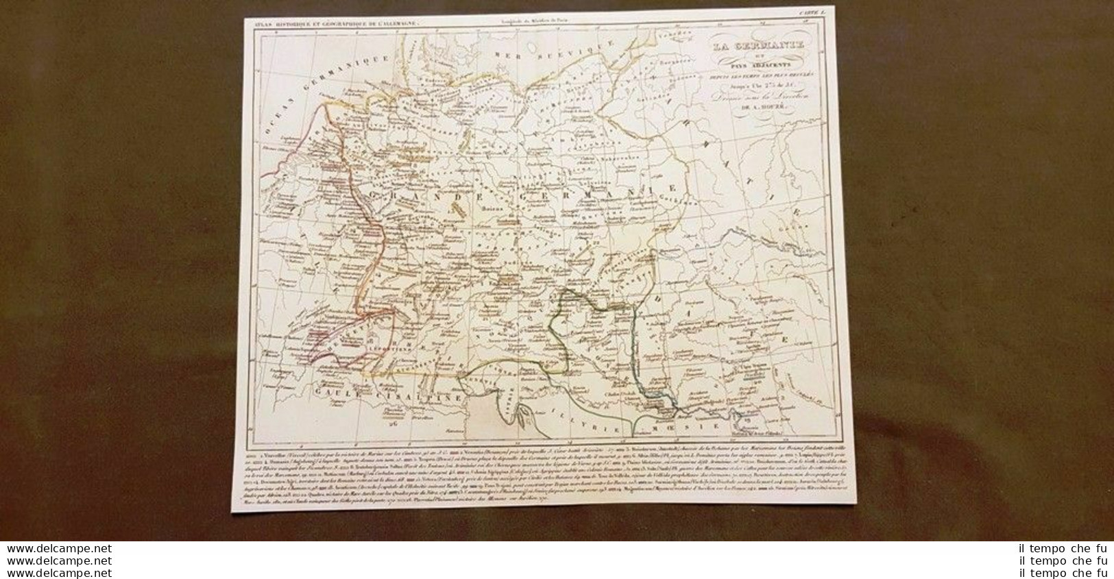 La Germania E Paesi Adiacenti Sino All'anno 275 Carta Geografica Del 1859 Houze - Landkarten