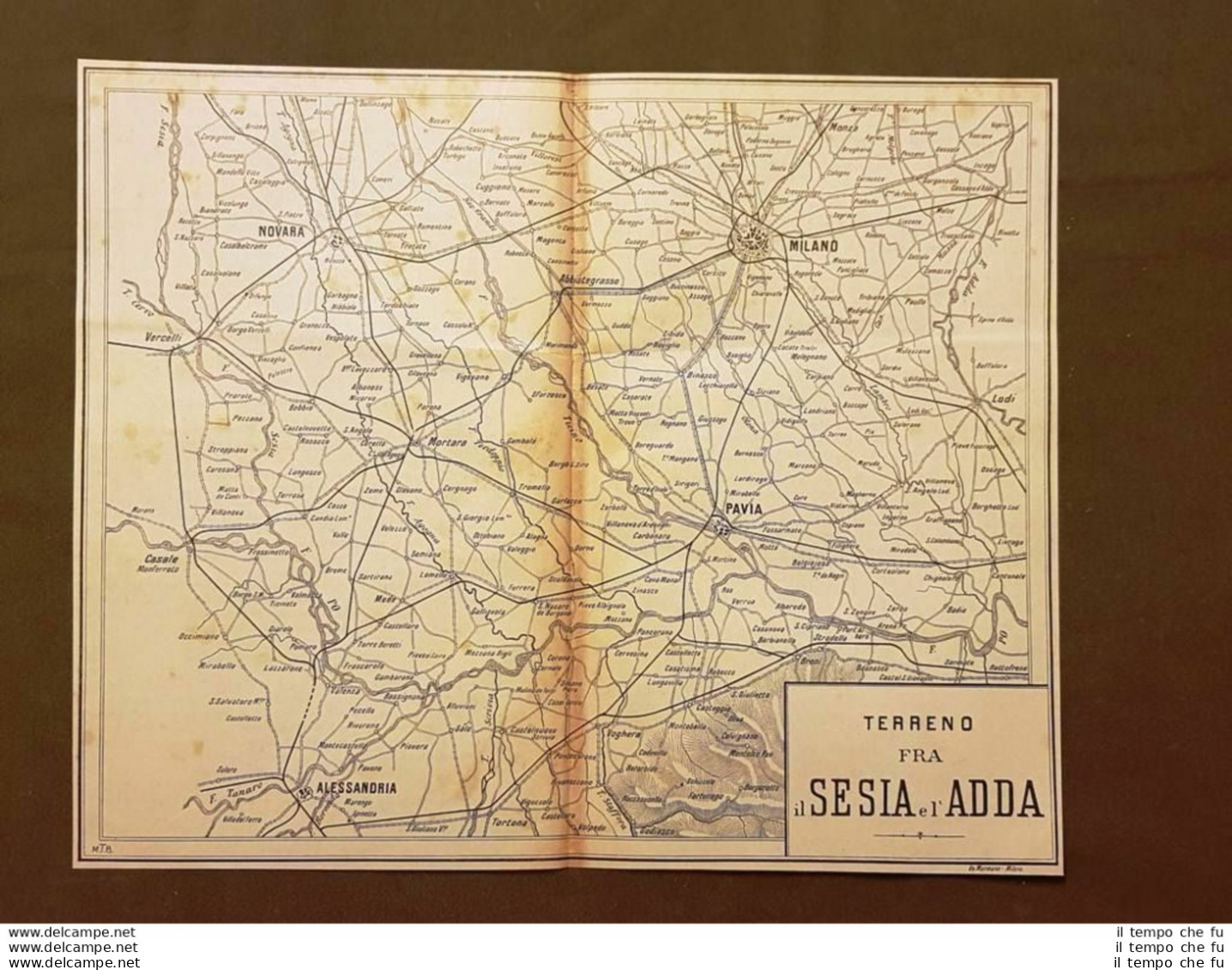 Carta Geografica O Mappa Tra Il Sesia E L'Adda Lombardia Stampa Del 900 - Sonstige & Ohne Zuordnung