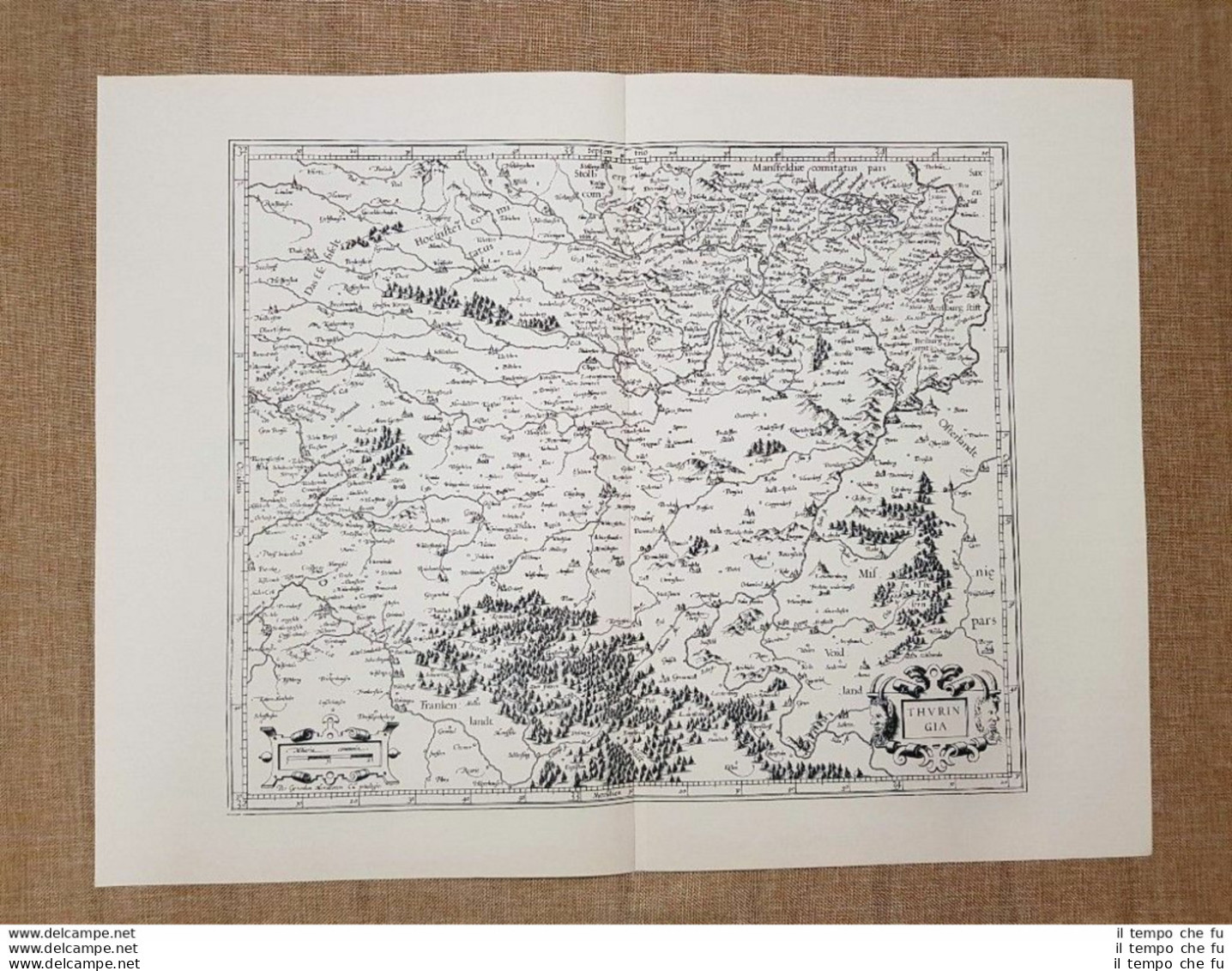 Carta Geografica O Mappa Thuringia Duringen Lantgraviatus Anno 1650 Ristampa - Cartes Géographiques