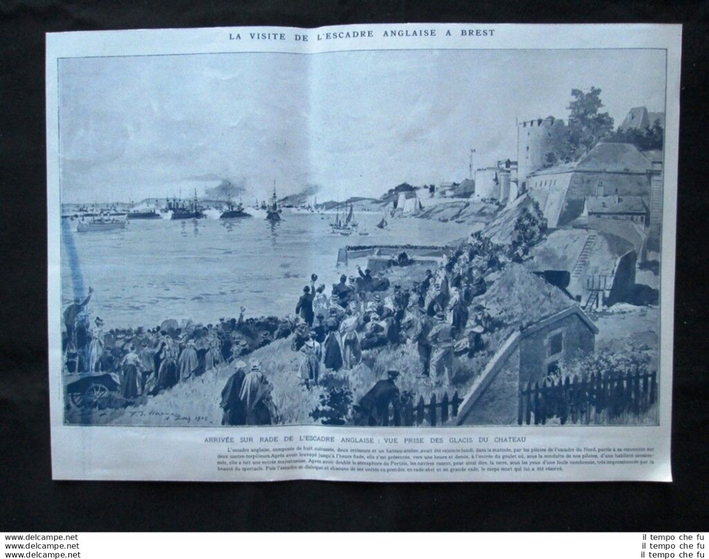 Visita Della Flotta Inglese A Brest+Feste Franco-inglesi, Brest Stampa Del 1905 - Andere & Zonder Classificatie