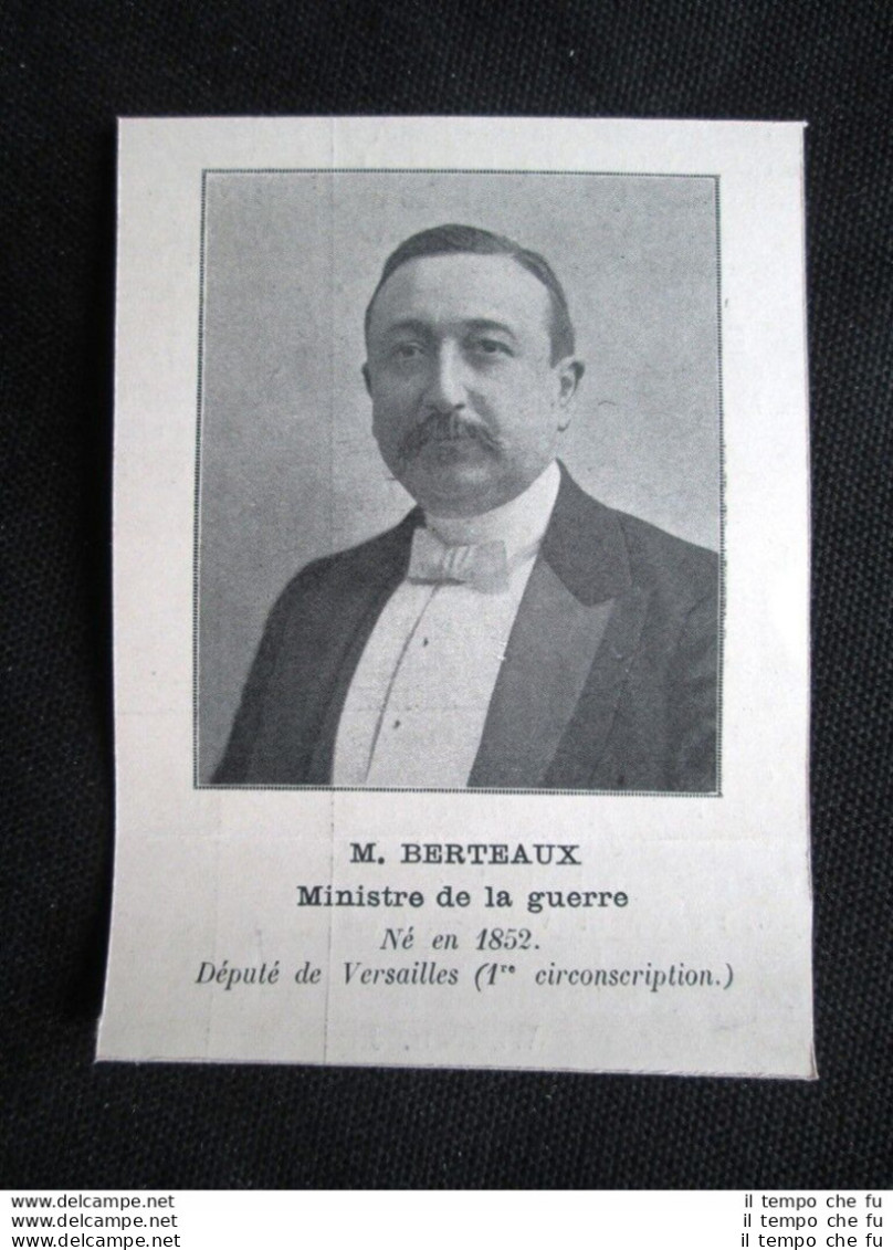 Ministri Francia - Berteaux, Ministro Della Guerra Stampa Del 1905 - Sonstige & Ohne Zuordnung