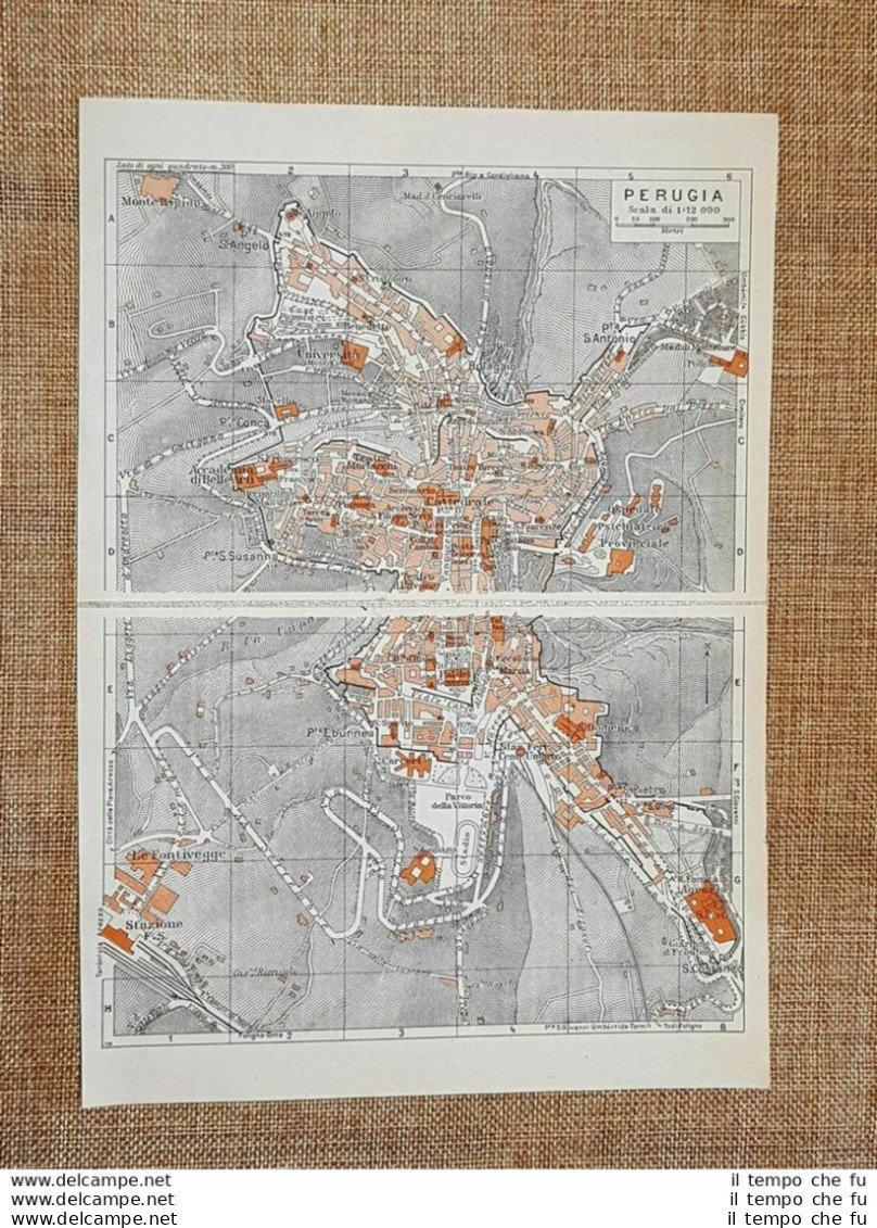 Carta Geografica, Pianta O Piantina Del 1939 La Città Di Perugia Umbria T.C.I. - Cartes Géographiques