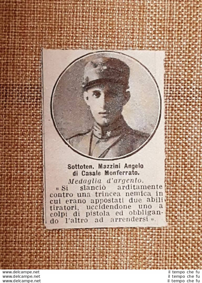 Decorato Al Valore 1916 Mazzini Angelo Di Casale Monferrato Medaglia Argento WW1 - Sonstige & Ohne Zuordnung