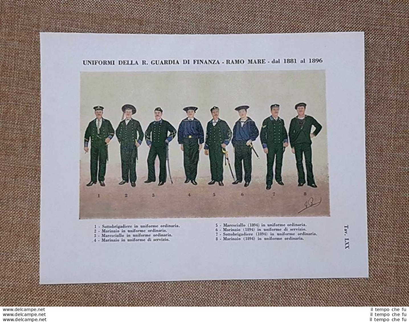 Uniformi Della Regia Guardia Di Finanza Ramo Mare 1881 - 1896 Stampa Del '900 - Autres & Non Classés