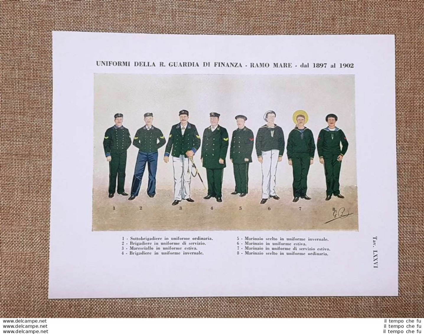 Uniformi Della Regia Guardia Di Finanza Ramo Mare 1897 - 1902 Stampa Del '900 - Altri & Non Classificati