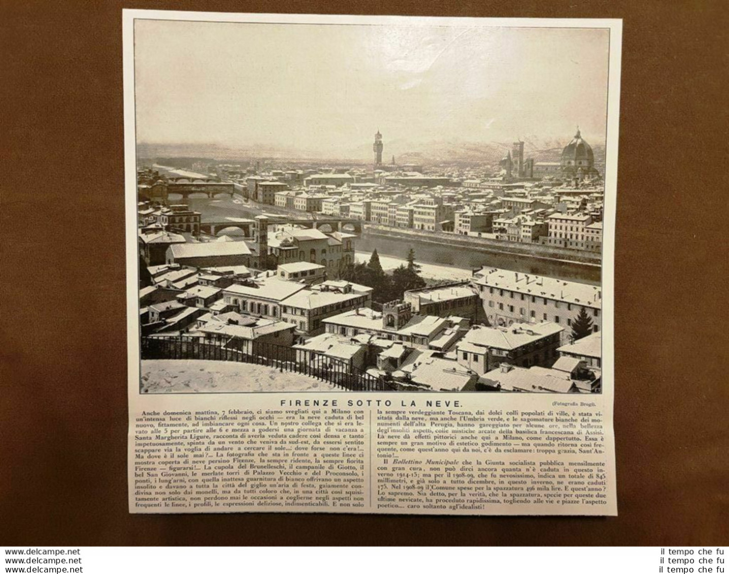 Firenze 7 Febbraio 1915 La Città Sotto La Neve Toscana Fotografia Brogi - Autres & Non Classés