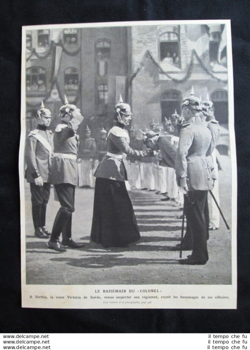 A Stettino In Polonia, La Regina Vittoria Di Svezia In Ispezione Stampa Del 1909 - Altri & Non Classificati