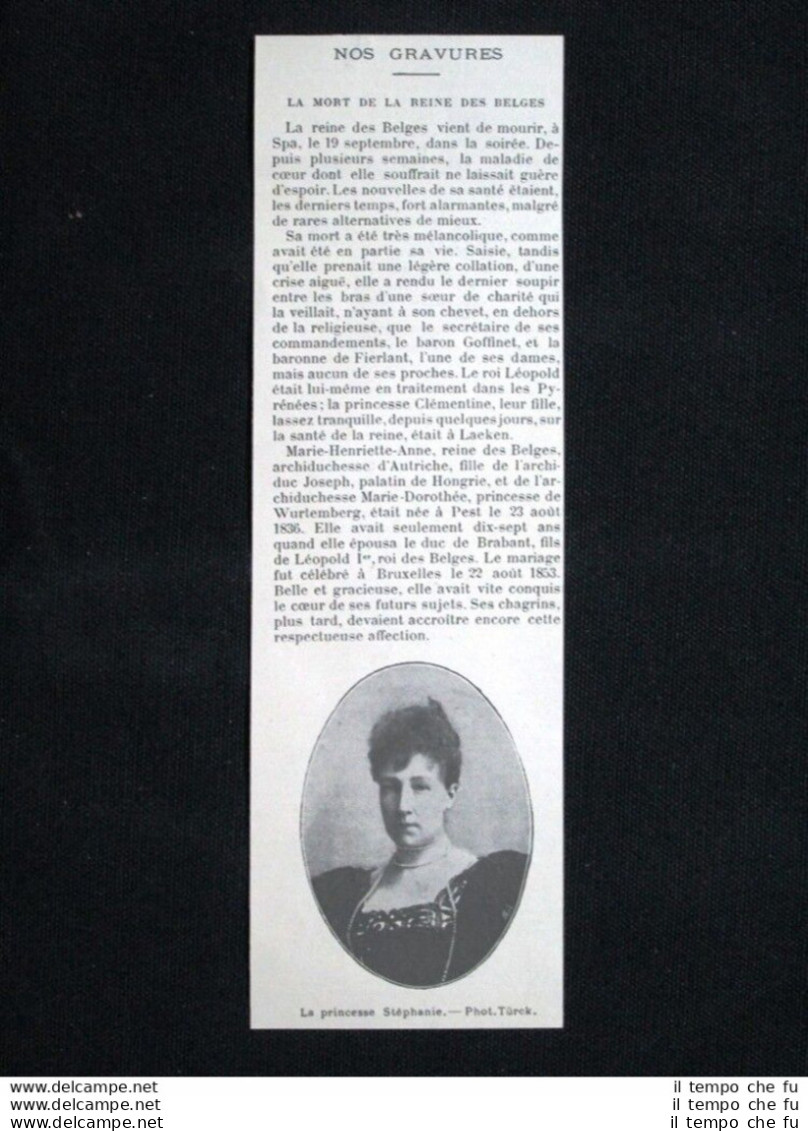 La Principessa Del Belgio Stéphanie Stampa Del 1902 - Other & Unclassified