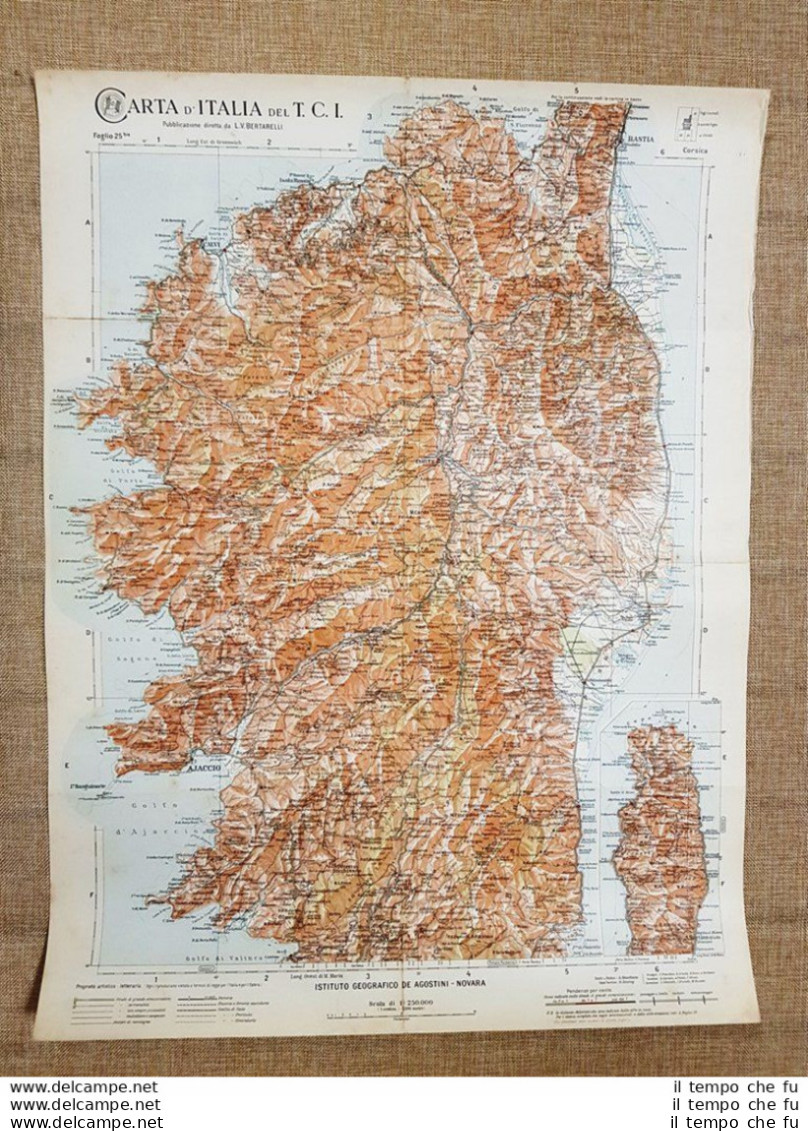 Grande Carta Geografica Del 1909 Isola Di Corsica San Martino Di Lota T.C.I. - Geographical Maps