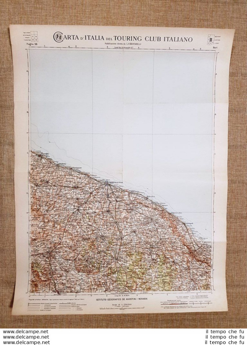 Grande Carta Geografica Del 1909 Bari Delle Puglie Puglia Touring Club Italiano - Geographical Maps