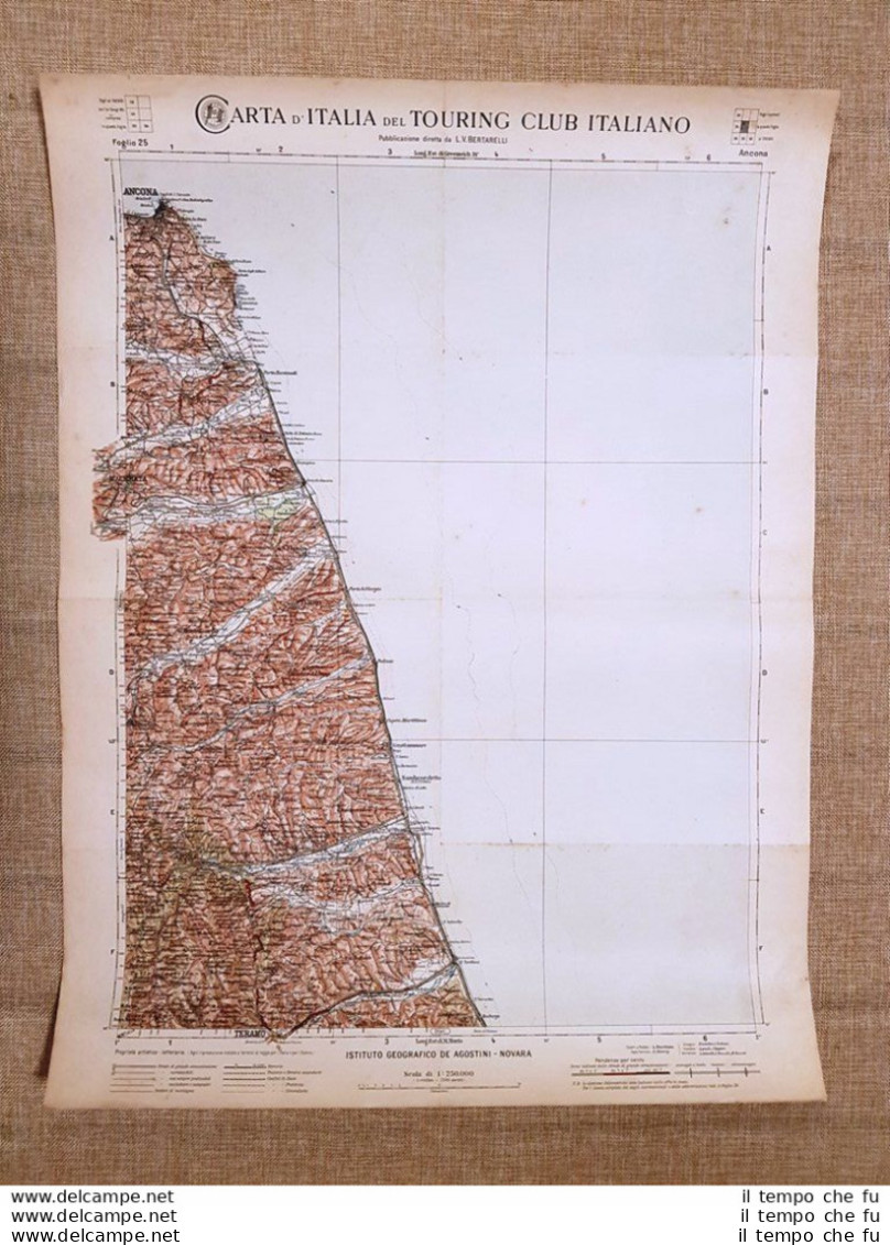 Grande Carta Geografica Del 1909 Ancona Marche Touring Club Italiano - Carte Geographique