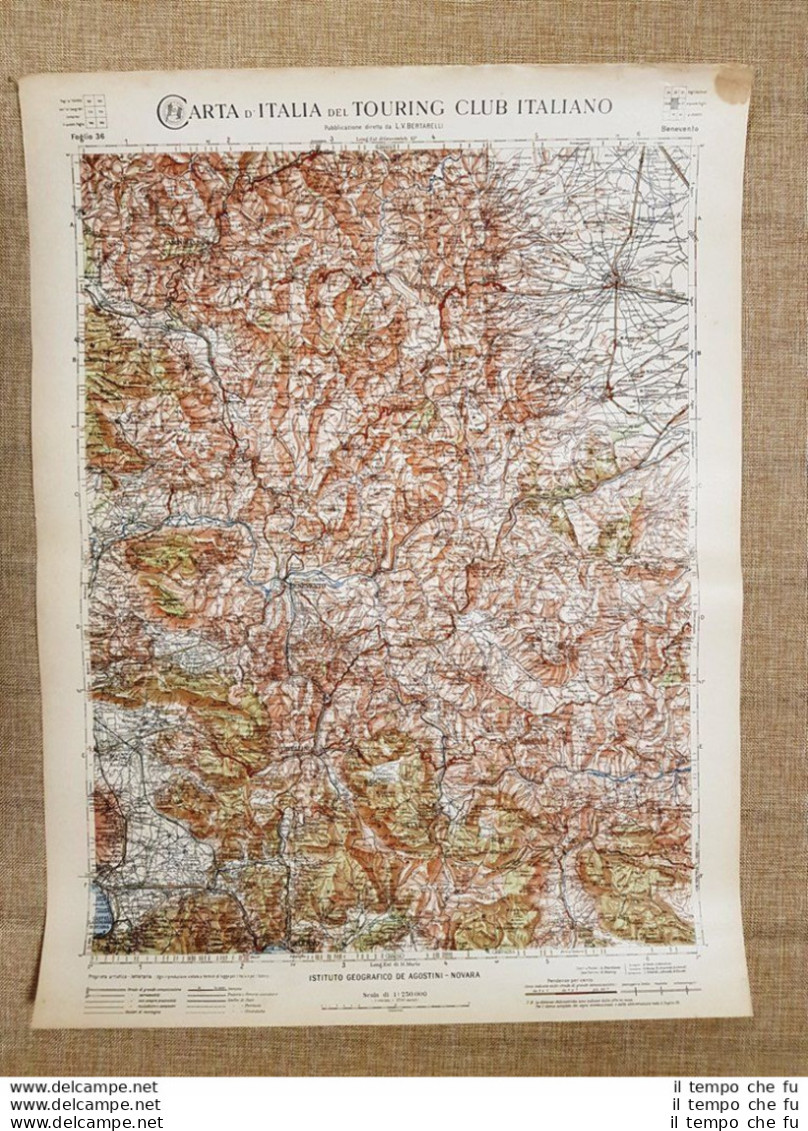 Grande Carta Geografica Del 1909 Benevento Campania Touring Club Italiano - Geographical Maps