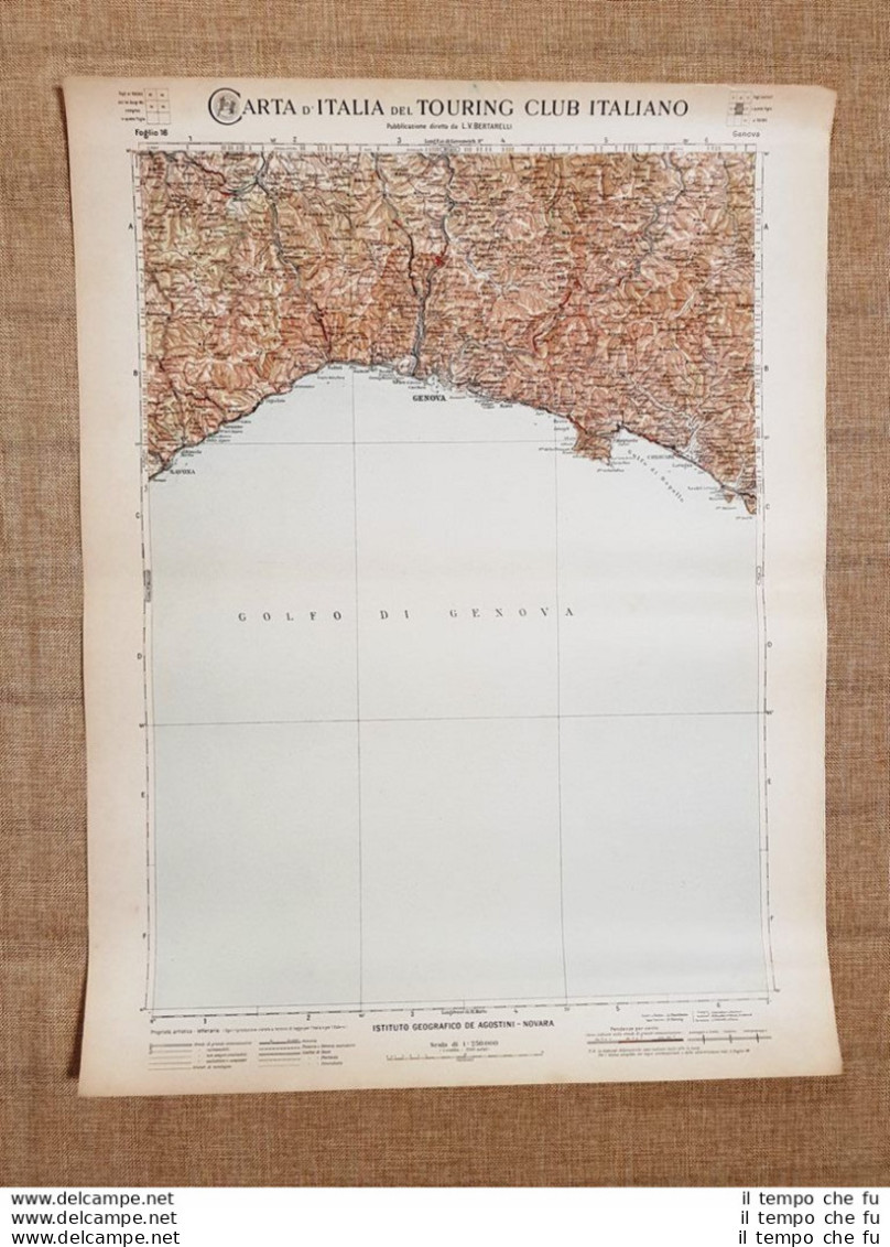 Grande Carta Geografica Del 1909 Genova E Savona Liguria Touring Club Italiano - Landkarten