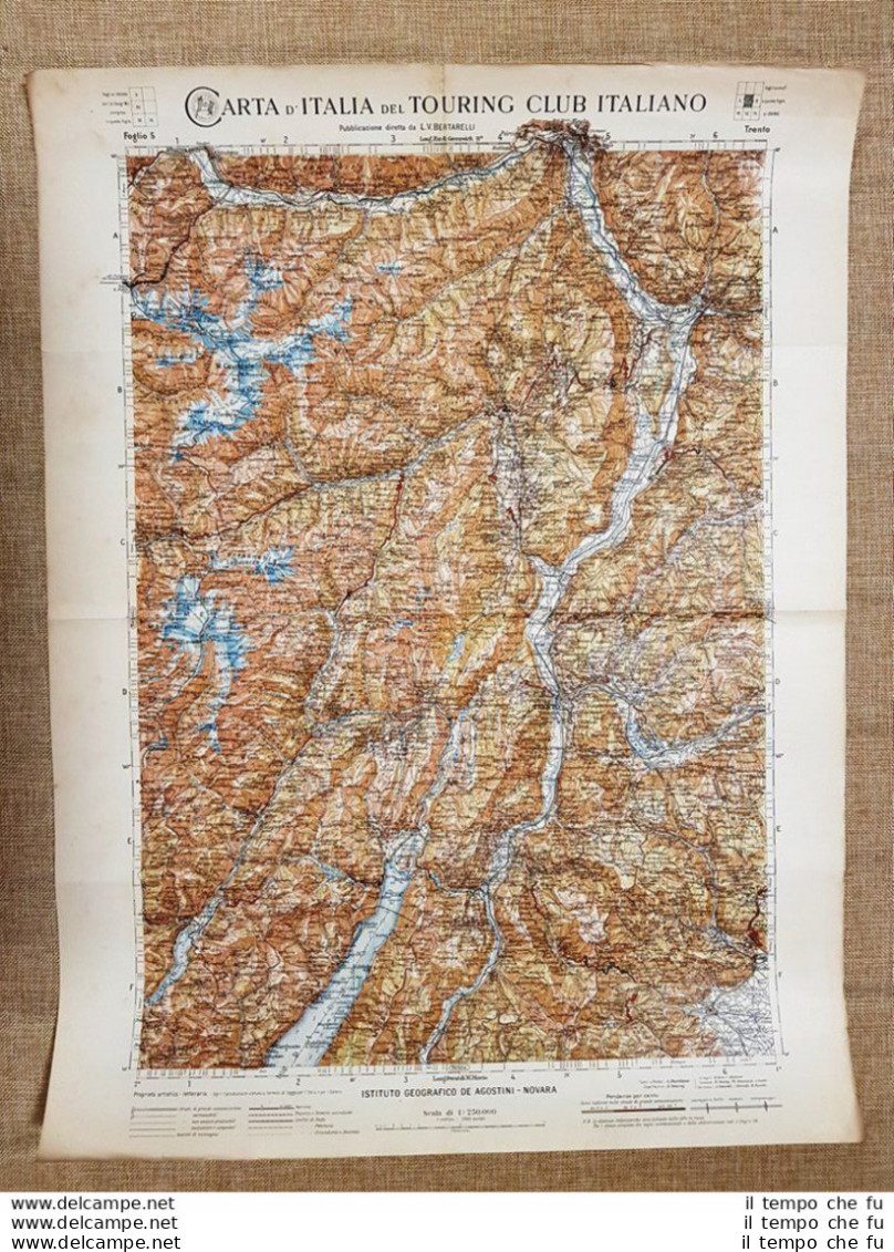 Grande Carta Geografica 1909 Trento Trentino-Alto Adige Touring Club Italiano - Geographical Maps