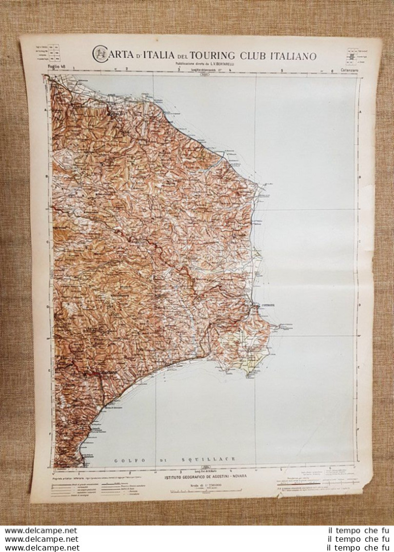 Grande Carta Geografica Del 1909 Catanzaro Calabria Touring Club Italiano - Geographical Maps