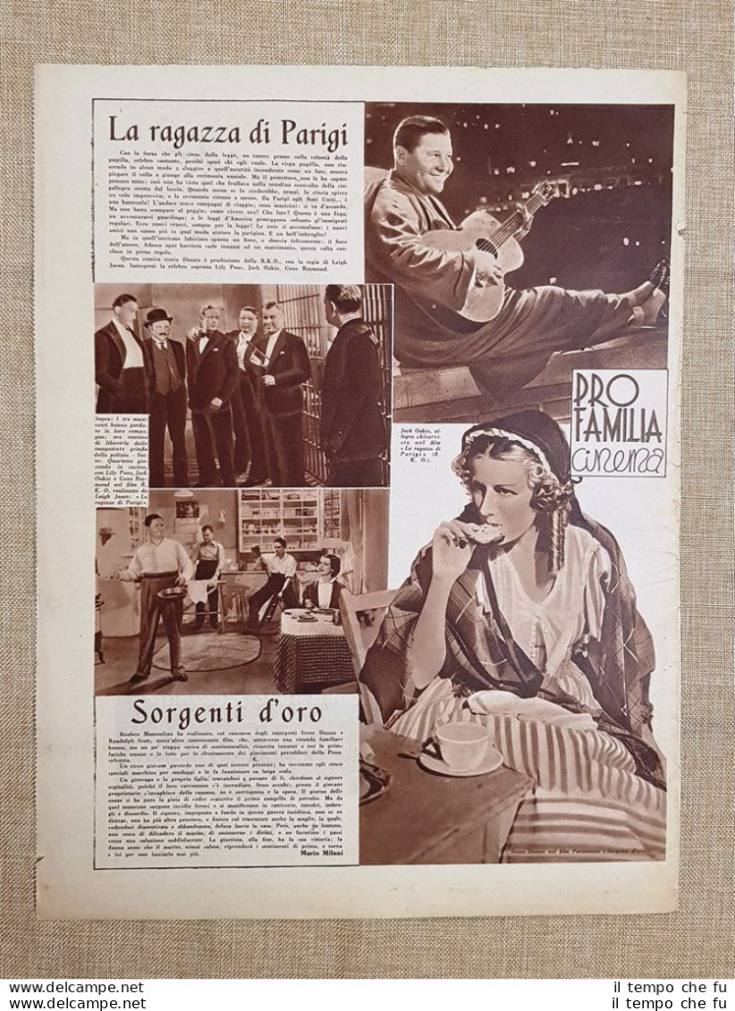 Film La Ragazza Di Parigi E Sorgenti D'oro Illustrazione Di Cinema Anno 1938 - Sonstige & Ohne Zuordnung