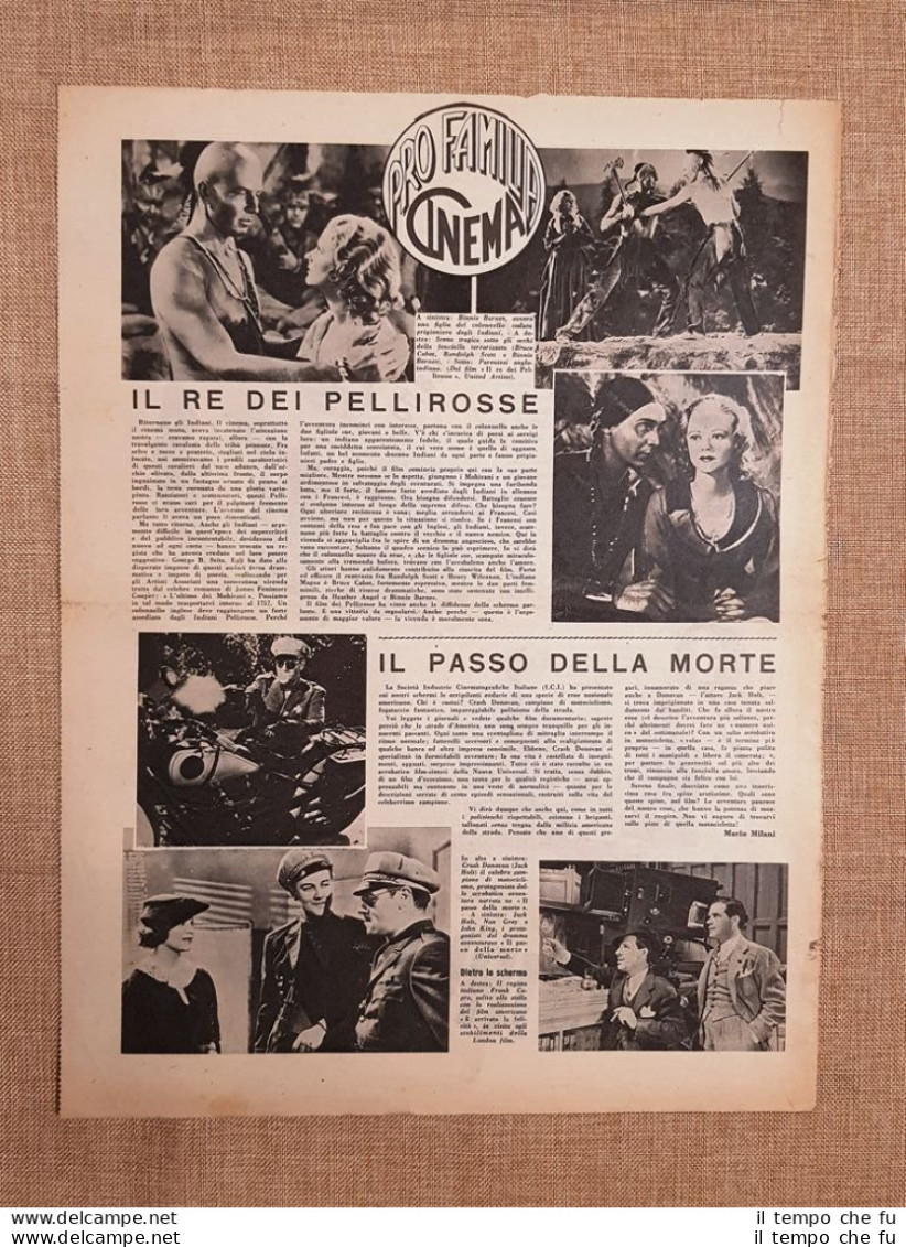 Film Il Re Dei Pellirosse E Il Passo Della Morte Illustrazione Cinema 1937 - Sonstige & Ohne Zuordnung