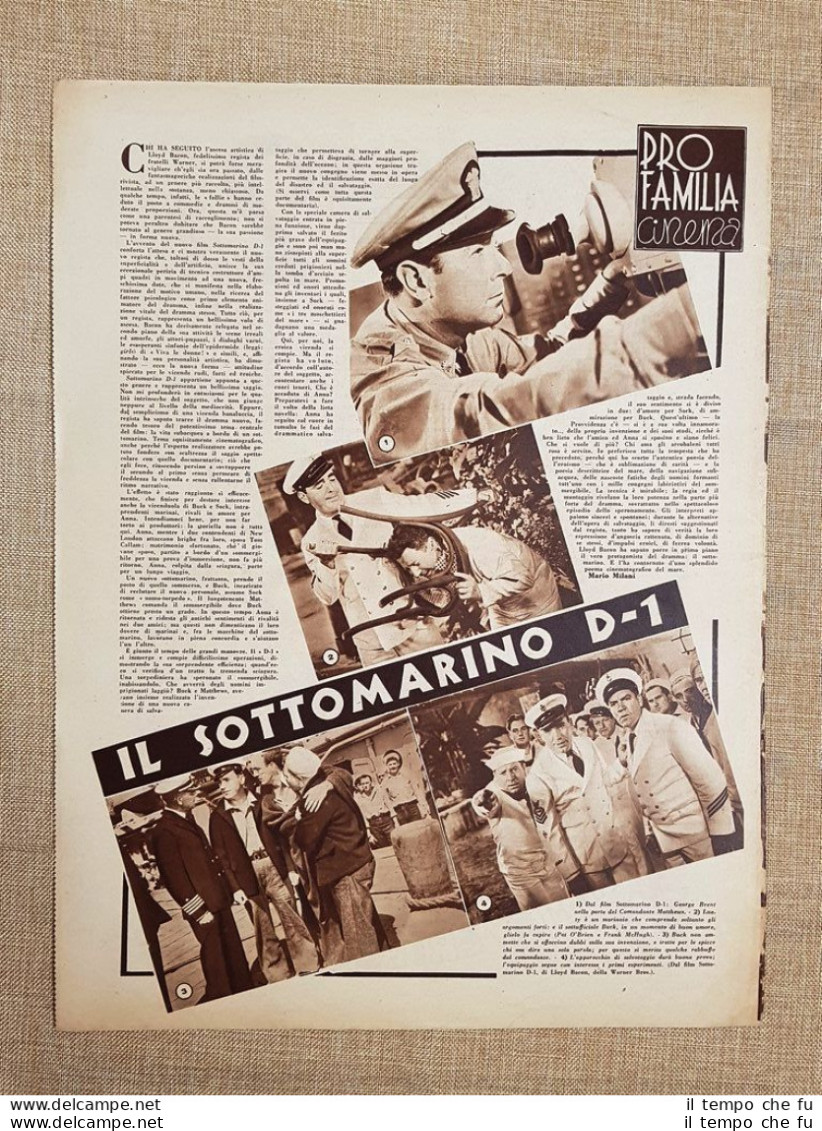 Film Il Sottomarino D-1 Illustrazione Di Cinema Anno 1938 - Andere & Zonder Classificatie