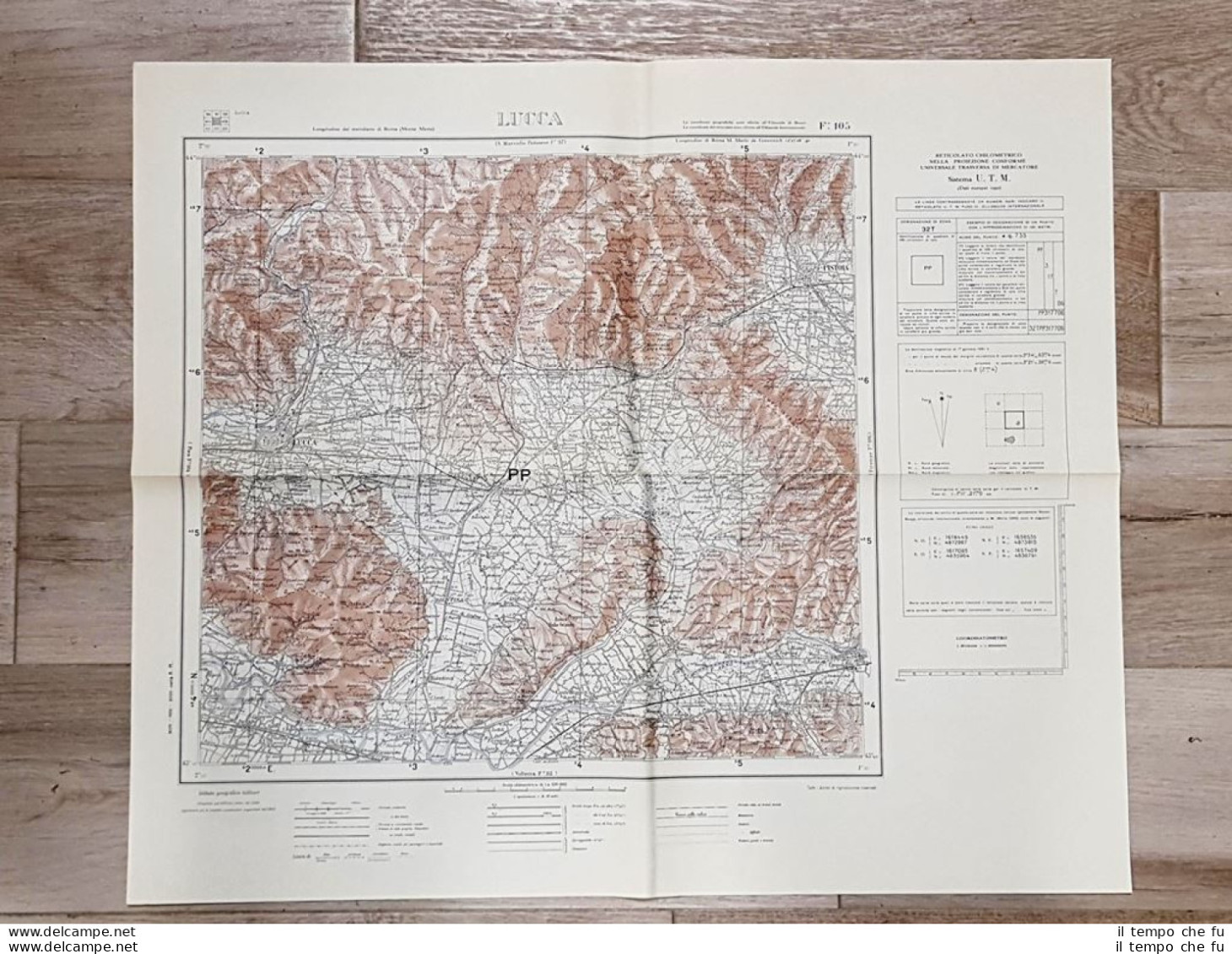 Carta Geografica O Mappa Lucca Istituto Geografico Militare Anno 1953 Cm 60 X 52 - Carte Geographique