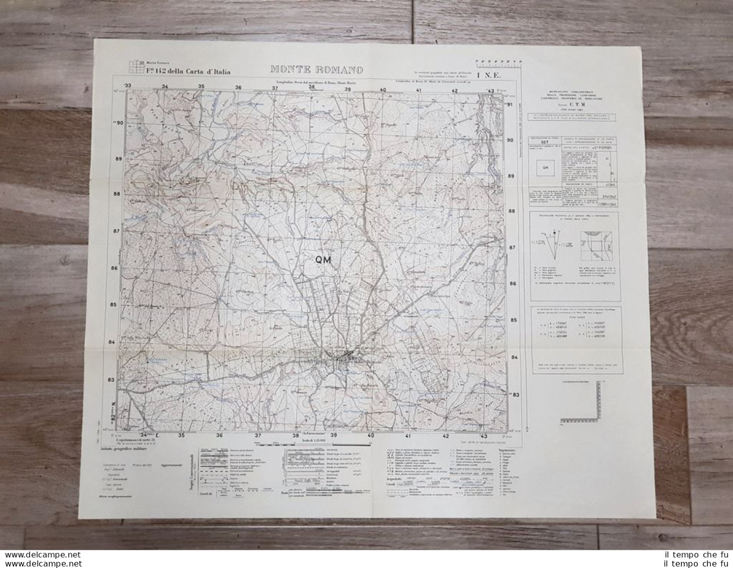 Carta Topografica Monte Romano Istit. Geografico Militare Anno 1951 Cm 60 X 52  - Geographical Maps