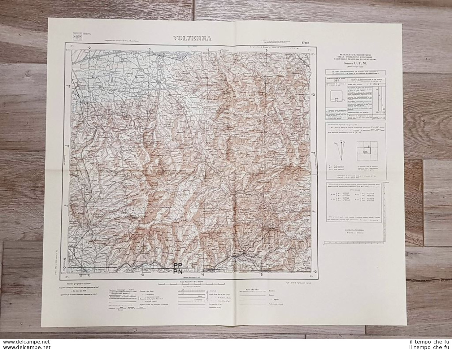 Carta Geografica Volterra Istituto Geografico Militare Anno 1953 Cm 60 X 52 - Carte Geographique