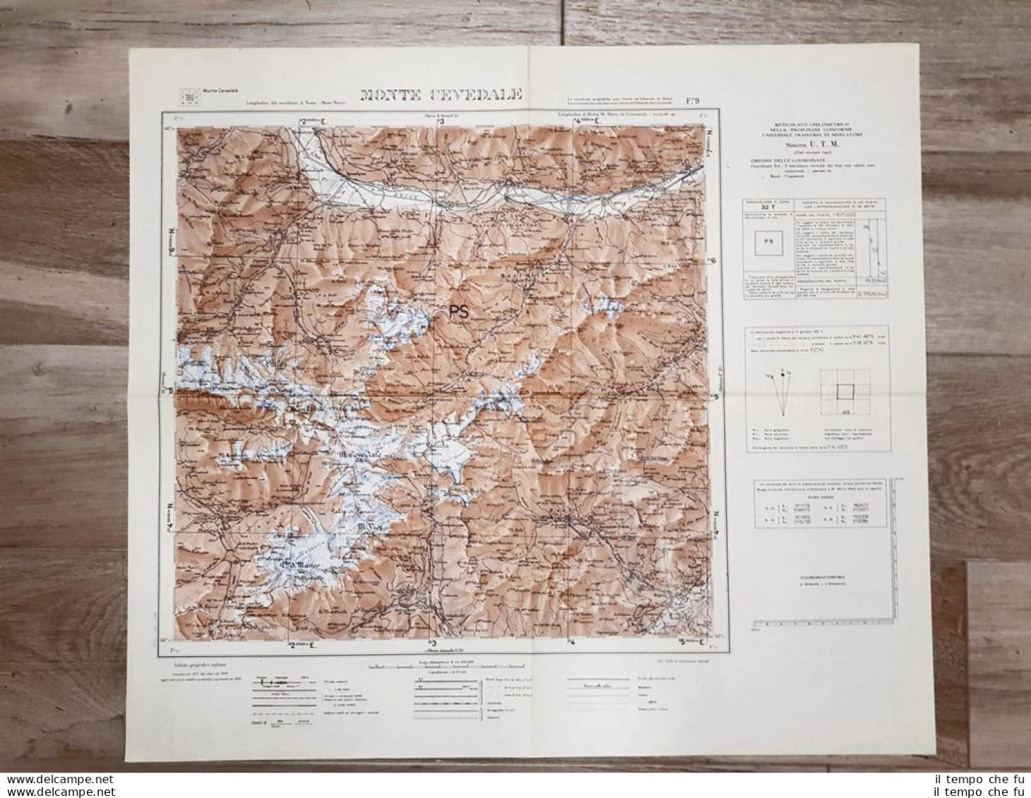Carta Geografica Monte Cevedale Istit. Geografico Militare Anno 1950 Cm 60 X 52  - Carte Geographique