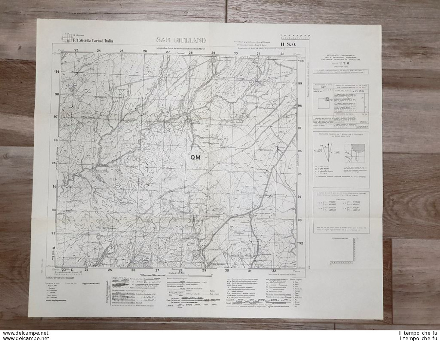 Carta Topografica San Giuliano Istit. Geografico Militare Anno 1950 Cm 60 X 52  - Carte Geographique