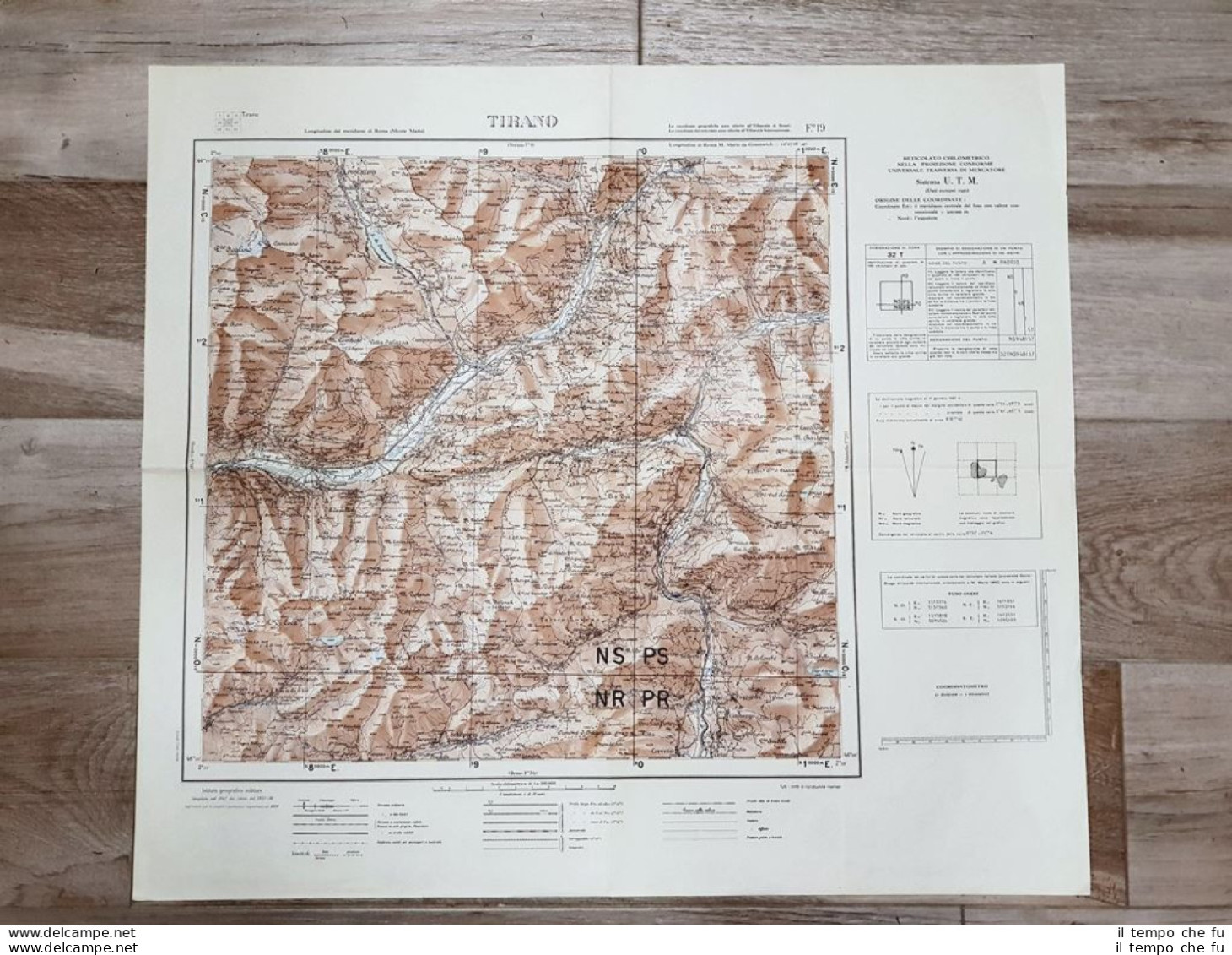 Carta Geografica Tirano Istituto Geografico Militare Anno 1950 Cm 60 X 52  - Landkarten