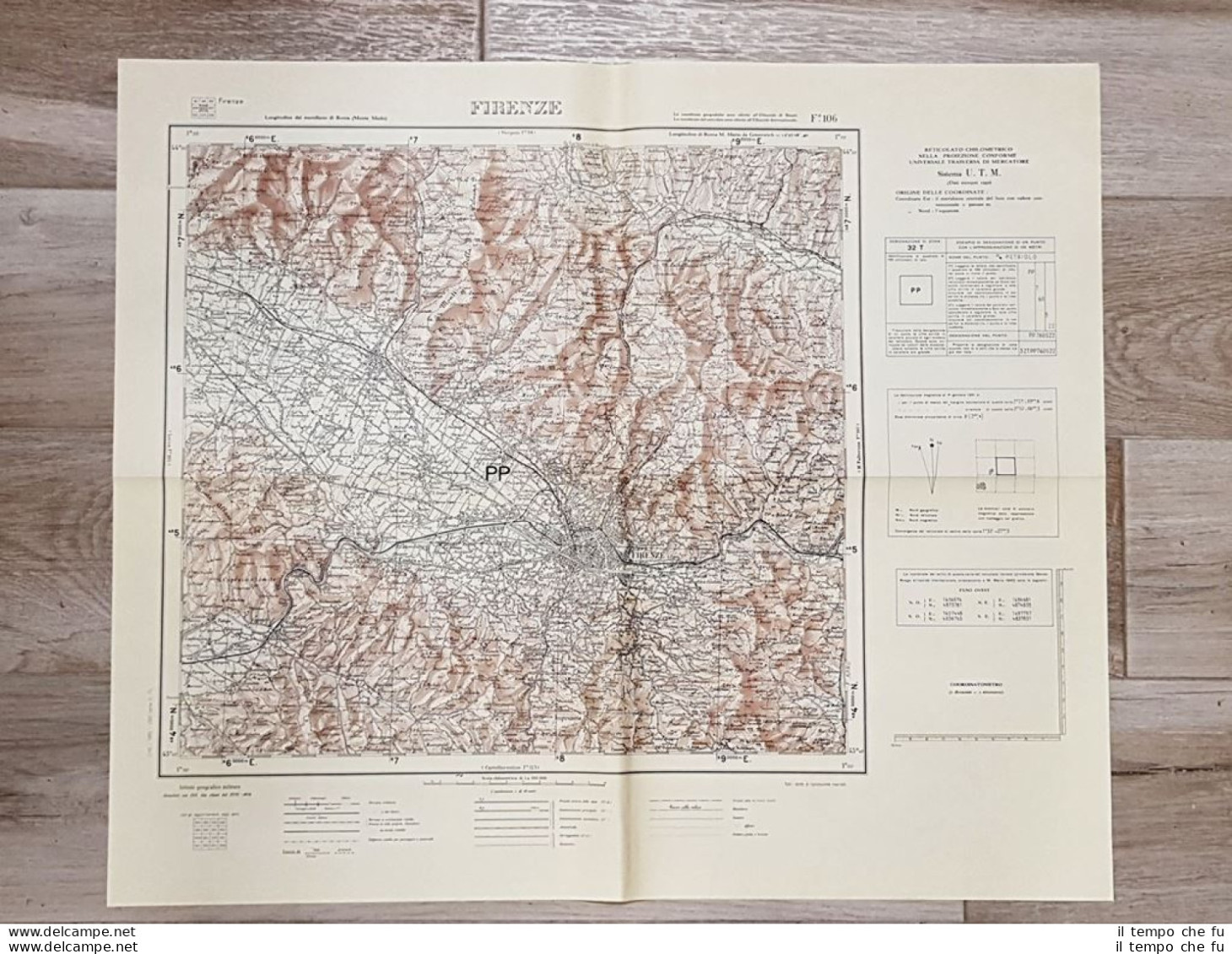 Carta Geografica Firenze Istituto Geografico Militare Anno 1950 Cm 60 X 52  - Geographical Maps