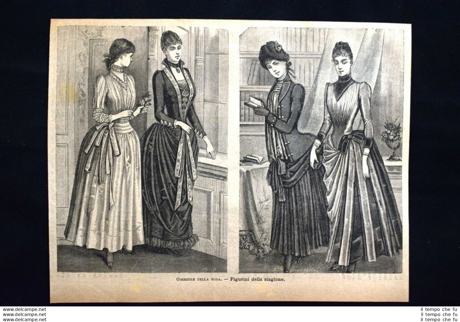 Corriere Della Moda - Figurini Della Stagione Incisione Del 1885 - Avant 1900