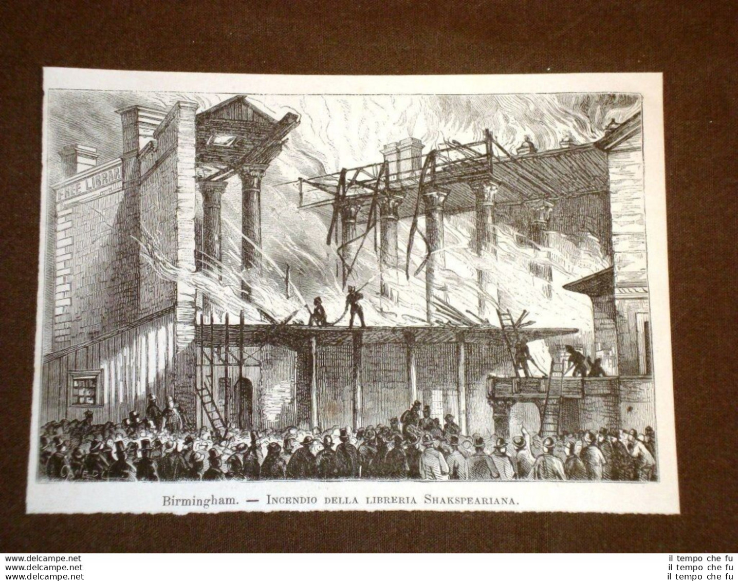 Birmingham Nel 1879 Pompieri Incendio Della Libreria Shaksperiana Inghilterra - Avant 1900