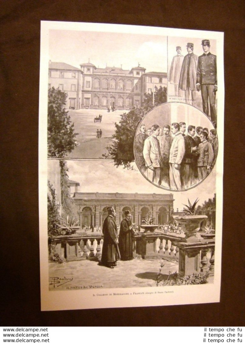 Frascati Nel 1899 Il Collegio Di Mondragone Convittori E Portico Della Vignola - Avant 1900